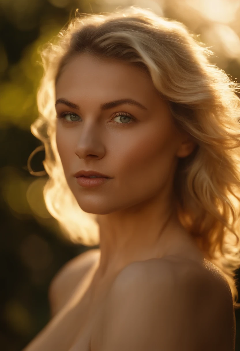 Front photo of a 25-year-old European woman, Pointing at the camera, cheveux blonds, serious, (Amazing Skin Details: 1.4), (peau naturelle: 1.2), (Pores: 0.6), Maquillage, (detailled eyes: 1.2), fond vert, studio, Lighter edge, (Bokeh: 1.2), Photographie, cinematic, Fotorealistisch, ultrarealistic, fille en forme, Robe moulante, Silhouette parfaite, average breasts, (beautiful detailed face, beautiful detailed eyes), (naked), glow, sweat, (sunbeam, sunlight), (nsfw:1.5)