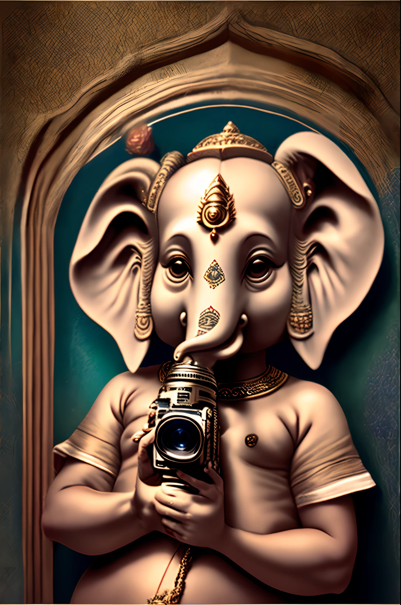 God Ganesha photography, god using camera