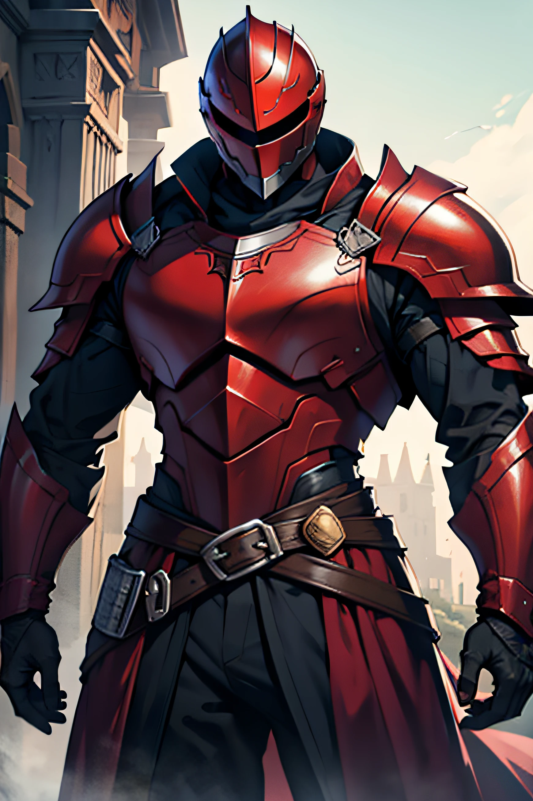 scarlet knight male with helmet and armor