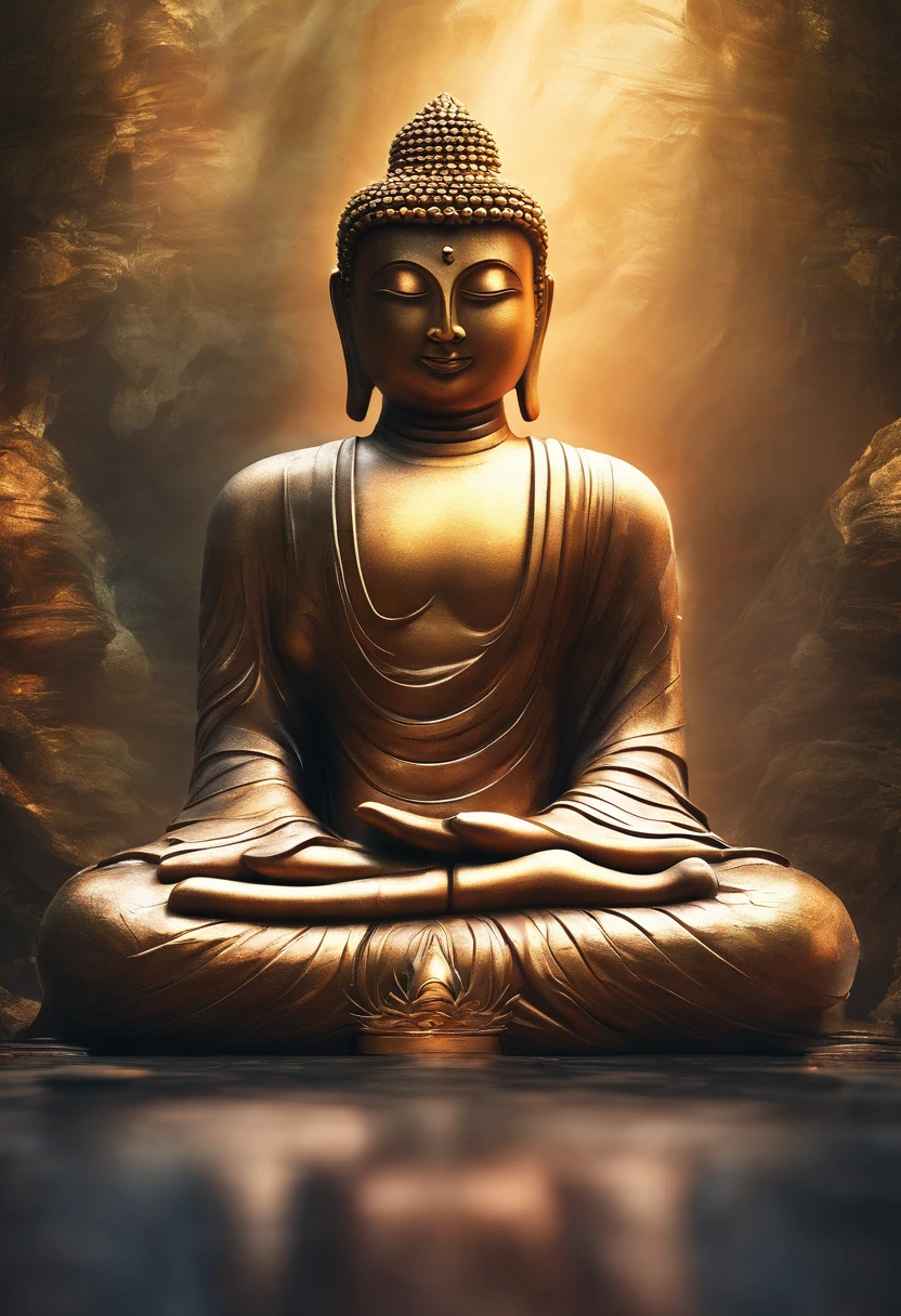 BUDDHA STATUE, stone, Texture, Tall, Majestic, The background is illuminated by sunlight