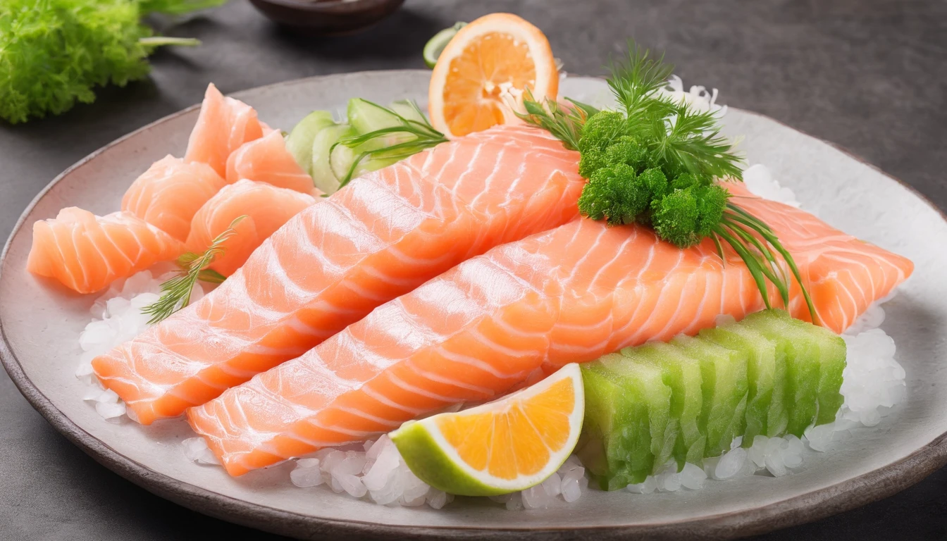 For commercial use,Salmon sashimi platter,Ultra photo realsisim,Have an appetite