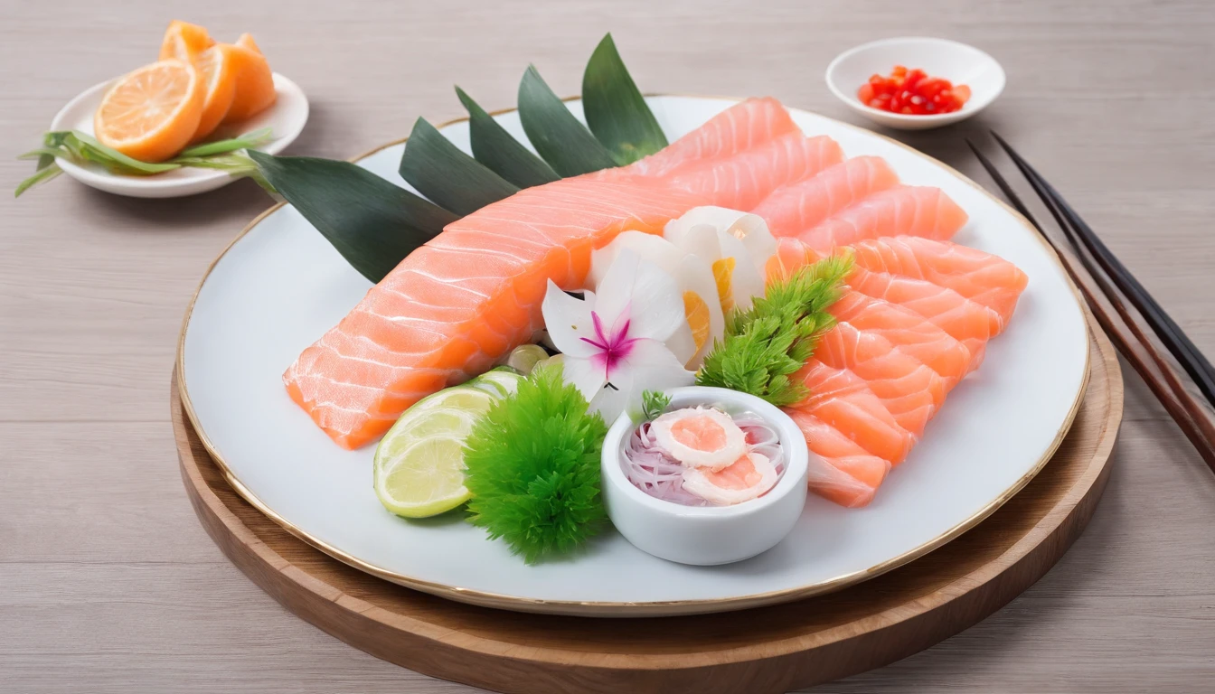 For commercial use,Salmon sashimi platter,Ultra photo realsisim,Have an appetite