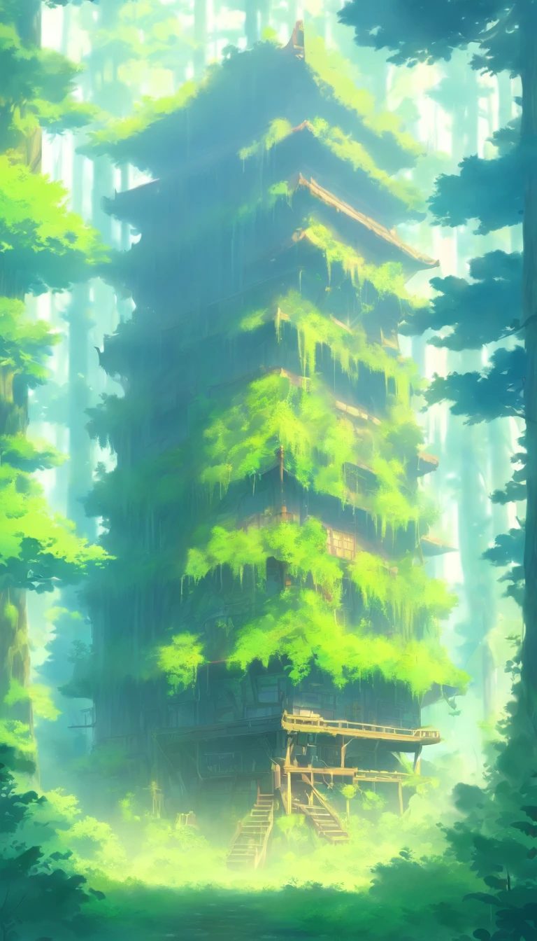 ln the forest,dense fog,Small building
