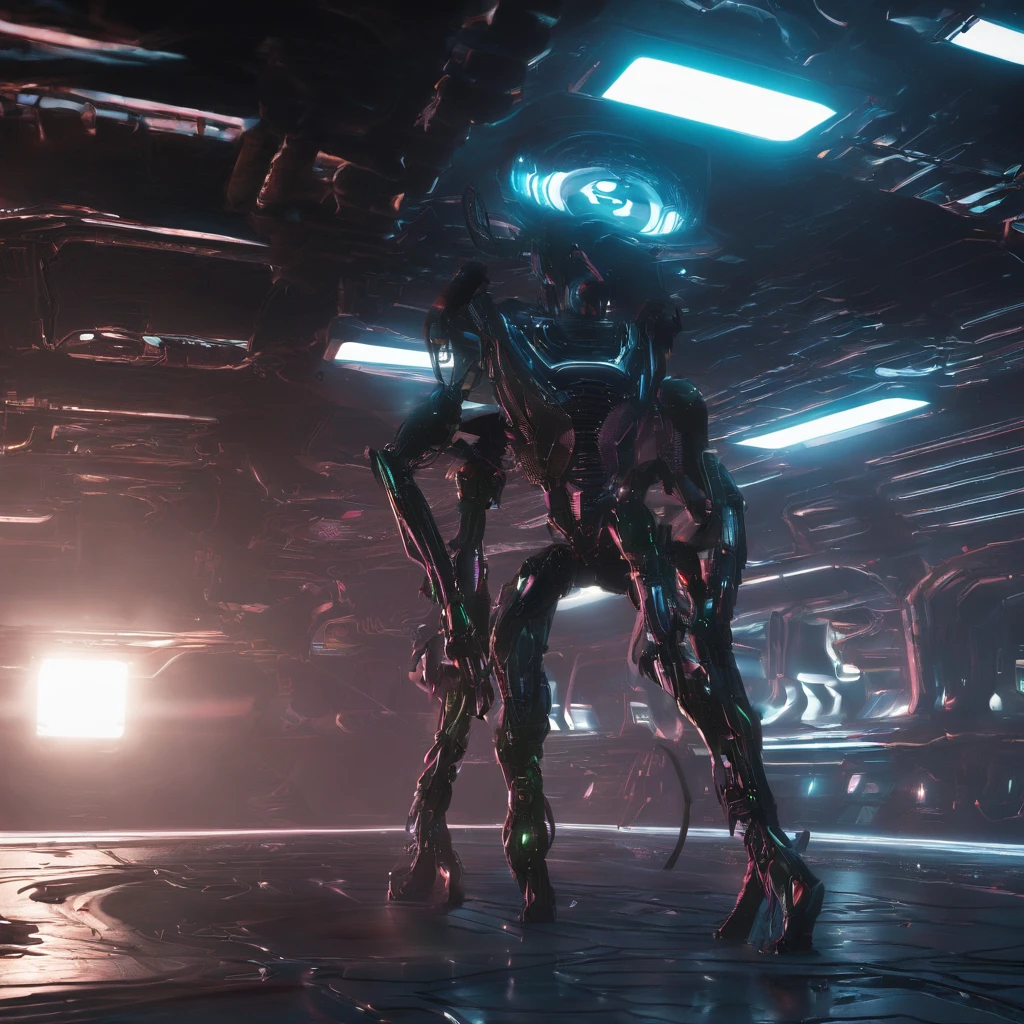 Cyberpunk mines,Stereo equidistance,starlights,dingdall effect,Light and shadow intensification,3D modeling,Four-dimensional model,Virtual Engine,rendering,Studio lighting,The light shines,fantasy atmosphere,vibrant with colors,8K,Surface reflected light