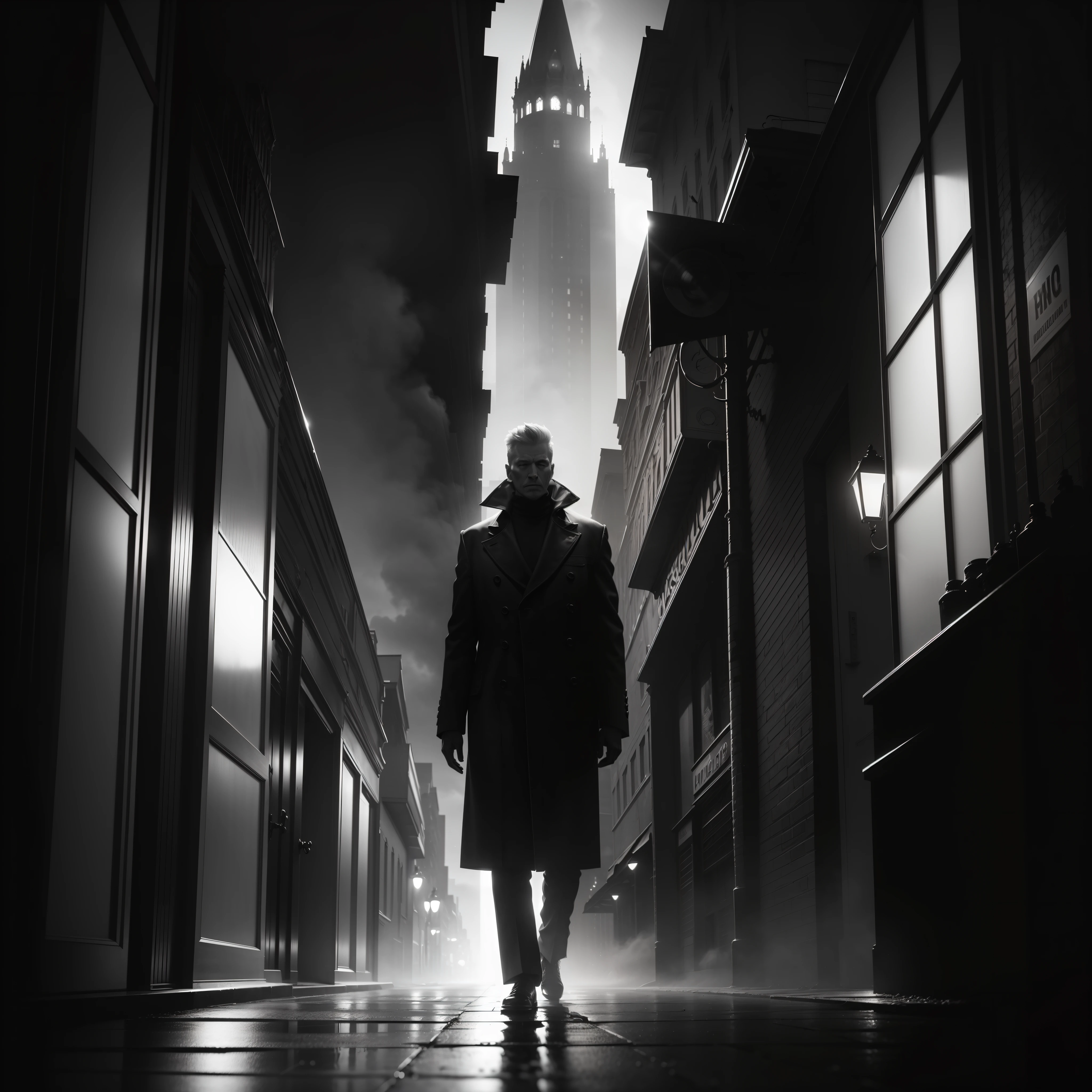 /imagine prompt: color photo of a magnificent, moody black and white cityscape at night, with tall, imposing buildings, shrouded in mist and illuminated by the soft glow of streetlights and scattered reflections from wet pavement. The atmosphere is mysterious and evokes a sense of awe and grandeur. The camera used is a vintage Leica M6 film camera, loaded with Ilford Delta 400 black and white film. The lens used is a 35mm Summicron, capturing the scene with sharpness and depth. The composition is masterfully framed, with strong diagonal lines and contrasting light and shadow. The image is reminiscent of film noir, capturing the essence of a dark, enigmatic city. The unlikely collaboration of directors David Lynch, cinematographer Roger Deakins, and fashion designer Alexander McQueen would produce a hauntingly beautiful and visually captivating scene.
—c 10 —ar 2:3