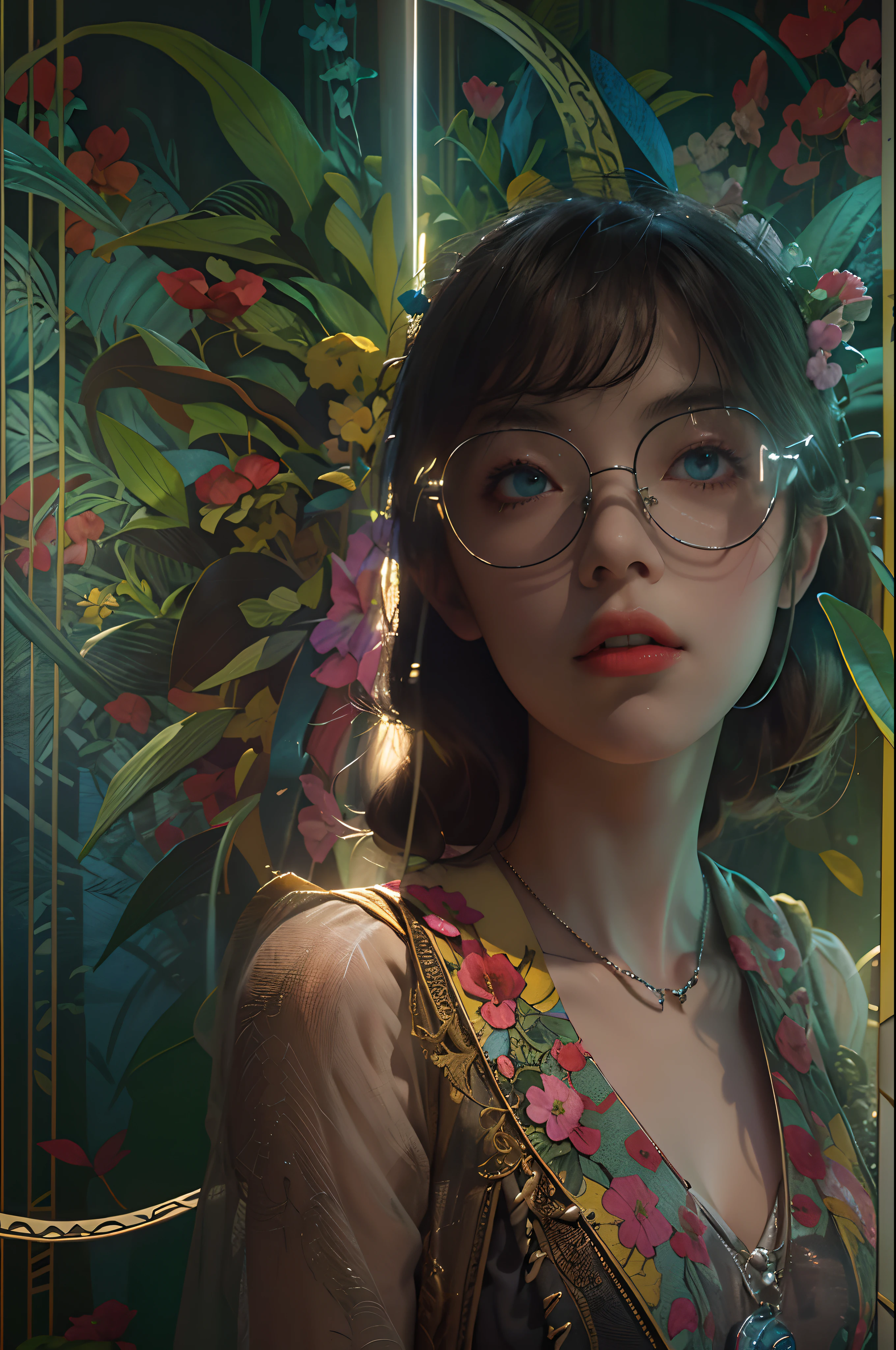 （Front focus），（in the darkness nigth：1.6），Surrealist portraits of women by David Hockney and Alphonse Mucha，Fantasyart，photographrealistic，动态照明，art  stations，poster for，Volumetriclighting，Very detailed faces，4 k''，Award-Awarded， , 1girll, In the dark, deepshadow, low tune, Cowboy shot,(official clothes:1.4),long whitr hair,brunette color hair，veils