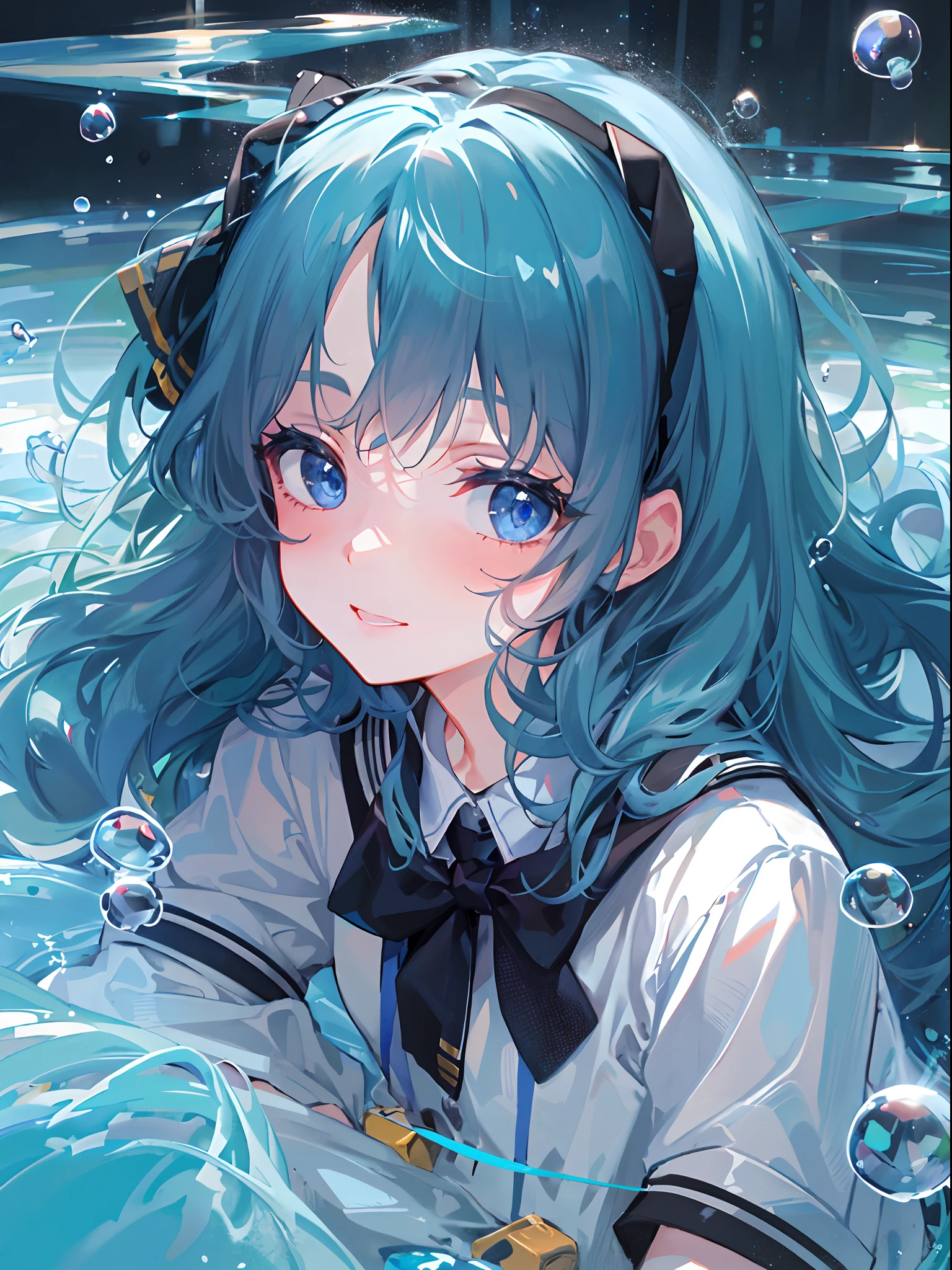 ((top-quality)), ((masterpiece)), ((ultra-detailliert)), (extremely delicate and beautiful), girl with, 独奏, cold attitude,((Black jacket)),She is very(relax)with the(Settled down)Looks,A dark-haired, depth of fields,evil smile,Bubble, under the water, Air bubble,bright light blue eyes,Inner color with light blue hair and dark blue tips,Cold background,Bob Hair - Linear Art, shortpants、knee high socks、White uniform like school uniform、Light blue ribbon ties、Clothes are sheer、Hands in pockets((top-quality)), ((masterpiece)), ((ultra-detailliert)), (extremely delicate and beautiful), girl with, 独奏, cold attitude,((Black jacket)),She is very(relax)with the(Settled down)Looks,A dark-haired, depth of fields,evil smile,Bubble, under the water, Air bubble,bright light blue eyes,Inner color with light blue hair and dark blue tips,Cold background,Bob Hair - Linear Art, shortpants、knee high socks、White uniform like school uniform、Light blue ribbon ties、Clothes are sheer、Hands in pockets((top-quality)), ((masterpiece)), ((ultra-detailliert)), (extremely delicate and beautiful), girl with, 独奏, cold attitude,((Black jacket)),She is very(relax)with the(Settled down)Looks,A dark-haired, depth of fields,evil smile,Bubble, under the water, Air bubble,bright light blue eyes,Inner color with light blue hair and dark blue tips,Cold background,Bob Hair - Linear Art, shortpants、knee high socks、White uniform like school uniform、Light blue ribbon ties、Clothes are sheer、Hands in pockets((top-quality)), ((masterpiece)), ((ultra-detailliert)), (extremely delicate and beautiful), girl with, 独奏, cold attitude,((Black jacket)),She is very(relax)with the(Settled down)Looks,A dark-haired, depth of fields,evil smile,Bubble, under the water, Air bubble,bright light blue eyes,Inner color with light blue hair and dark blue tips,Cold background,Bob Hair - Linear Art, shortpants、knee high socks、White uniform like school uniform、Light blue ribbon ties、Clothes are sheer、、chaina hair,Bun hair