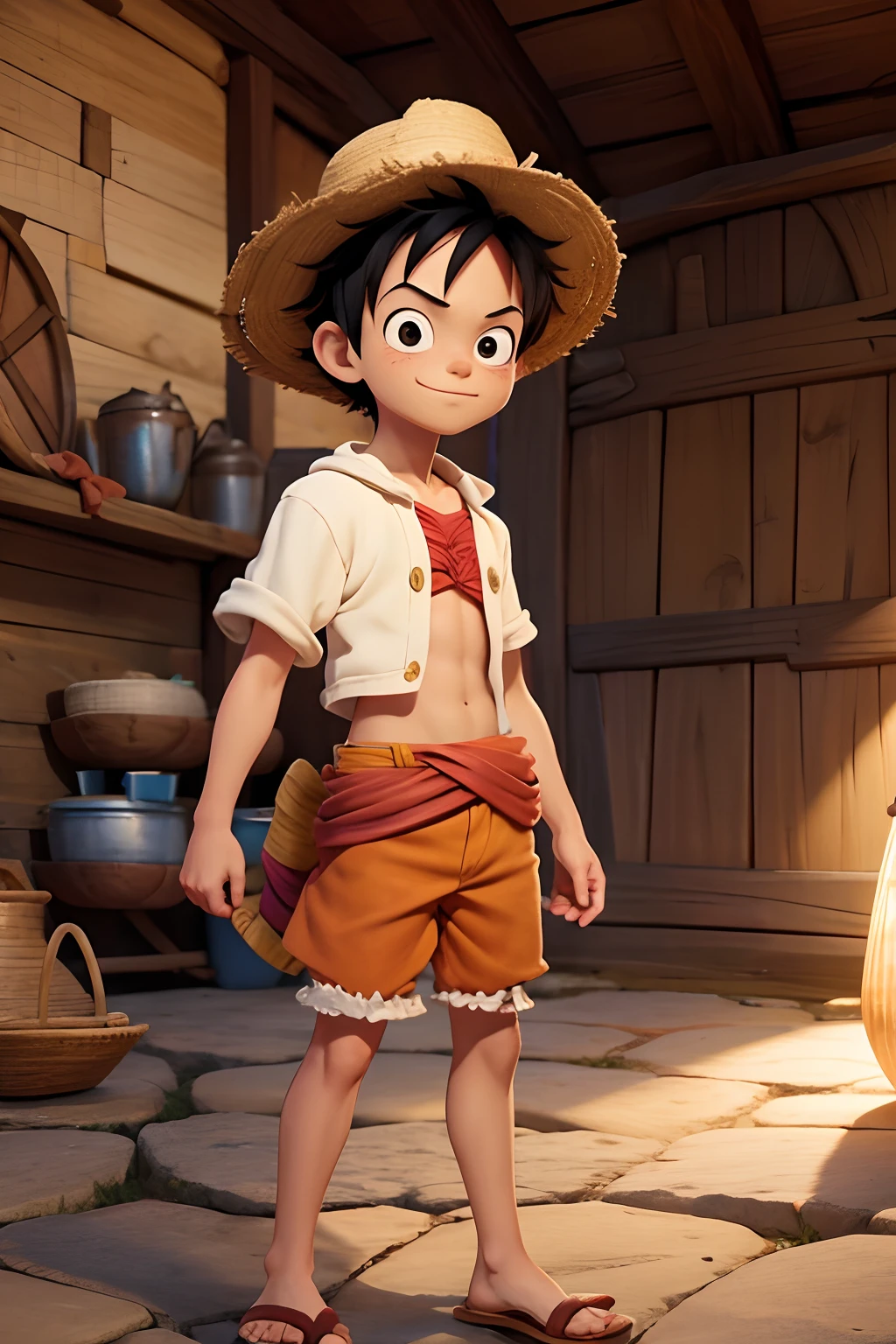 obra prima, melhor qualidade, Luffy chapeu de palha no estilo Disney