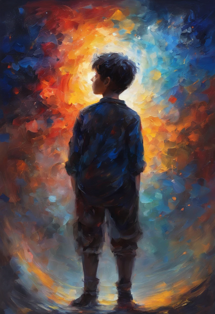 anime boy standing in front of a Universe, inspired by Yamagata Hiro, inspired by Munakata Shikō, inspired by Okumura Masanobu, rin, inspired by Okumura Togyu, anime style”, shigenori soejima illustration,