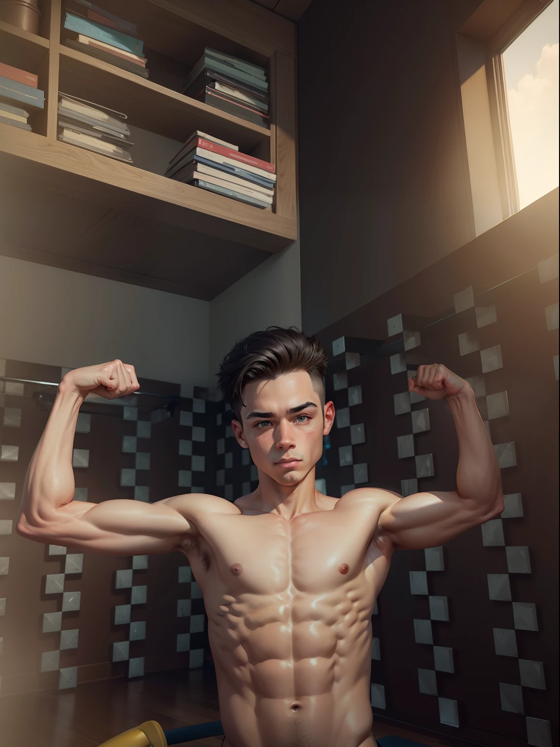 Change background gym bodybuilder boy.realistic body.8k realistic.