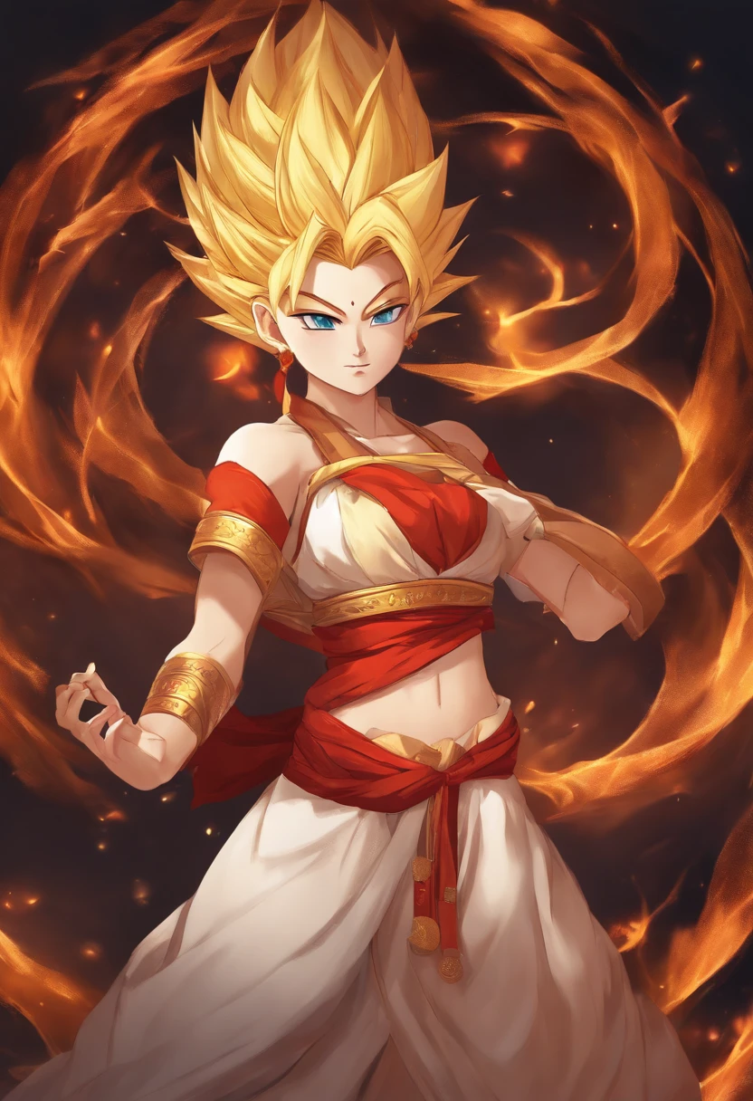 1girl, (super saiyan:1.3),hanfu,