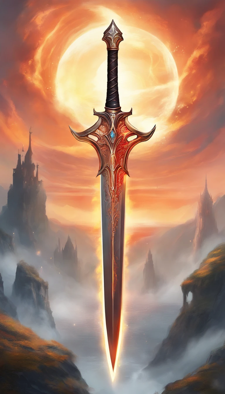 a big legendary sword with fiery details