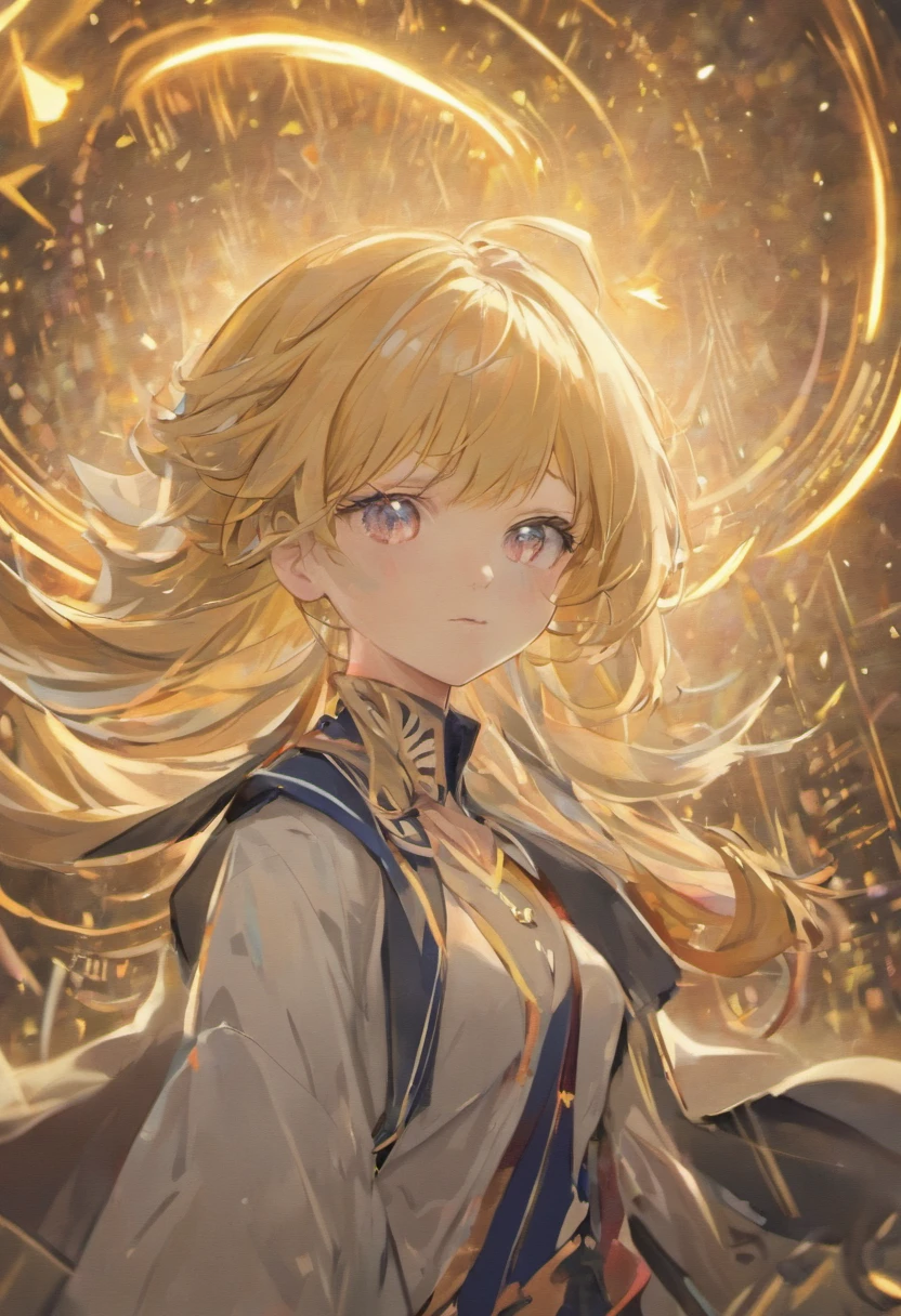 (((Masterpiece))),(((best qualtiy))),((Ultra-detailed)),(illustration),((anextremelydelicateandbeautiful)),dynamic angle,Floating,(beatiful detailed eyes),(detailedlight) (1girll), Solo,Long hair,lightblue hair,side pony tail,White coat,Black shirt,red necktie,Gold eyes