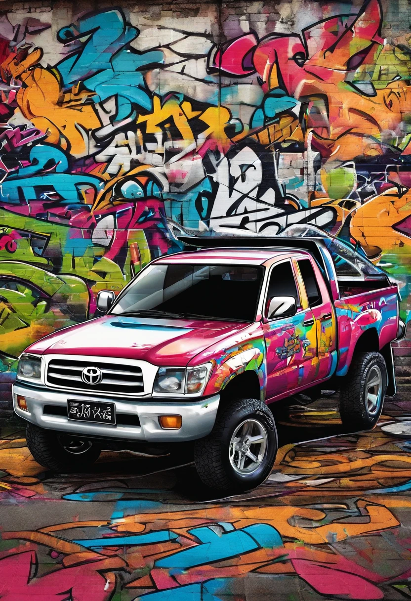 Prompt: graffiti, toyota hilux vigo full picture, high resolution high contrast