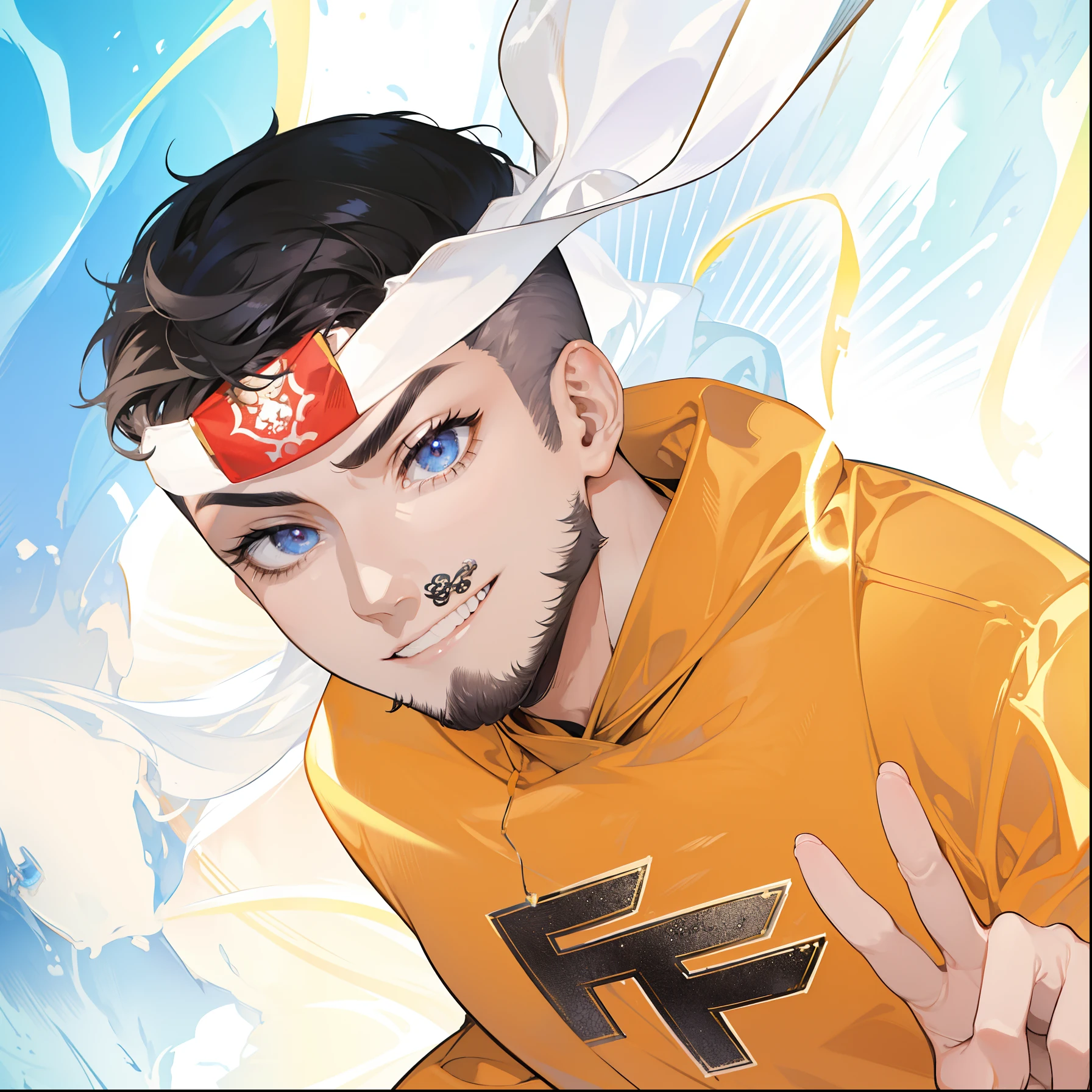 (absurdres, highres, ultra detailed), 1 male, adult, handsome, tall muscular guy, broad shoulders, finely detailed eyes, dark color hair, fantasy, complex pattern, detailed face, throne, magic effect, best ratio four finger and one thumb, ice, bitter cold, cold snap, smile, (dutch angle), closed mouth
