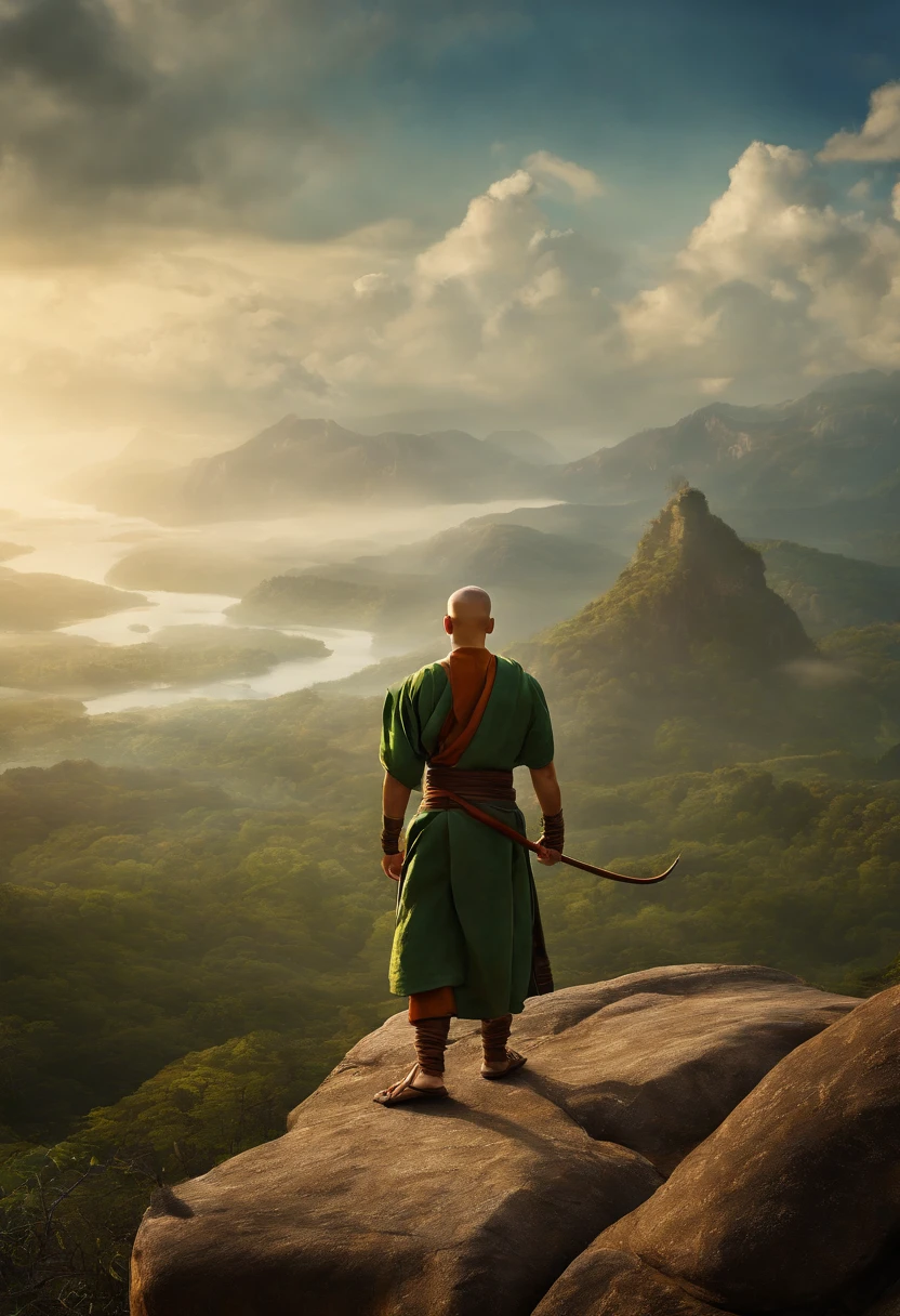 The prompt I generated for the theme "avatar aang" is:

"Aang, the last airbender, in a picturesque landscape, with flowing winds and wisps of air, surrounded by vibrant colors. (best quality, realistic), highly-detailed, anime-style artwork with smooth lines and intricate shading. Aang's expressive blue eyes glowing with a sense of adventure and determination. His distinct arrow tattoo on his forehead and his traditional airbender robes flowing in the wind. A serene atmosphere with a touch of magical aura in the background, symbolizing Aang's connection to the elements. The soft, diffused lighting accentuating the tranquil setting and highlighting the natural beauty. A perfect balance of green landscapes, clear skies, and breathtaking scenery, transporting us to the world of Avatar."

Please note that this prompt is just an example based on the given theme. You can build upon it and add more specific details to make it even more engaging and tailored to your vision.