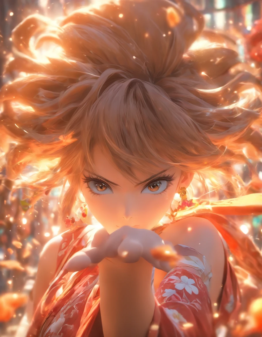 Masterpiece,Extremely detailed Cg Unity 8K wallpaper,1girll, Beautiful, Realistic, Blurry, Blurry_Background, Blurry_foreground, branch, brown_Hair, clubs, Depth_af_Field, Earrings, flower, jewelry, nase, Realistic, Solo,Chinese clothes,fingers hidden, hidden weapons, Only wearing a bra