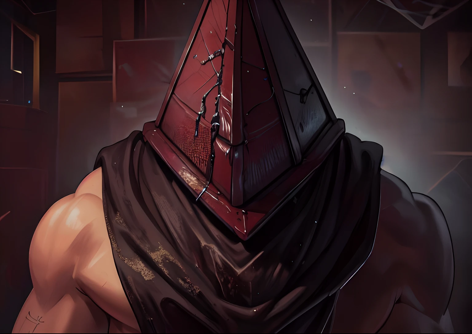 pyramid head, 1man,solo, (best quality:1.3), (masterpiece:1.3),(high quality:1.1),(absurdres:1.2),original,extremely detailed CG unity 8k wallpaper,horror