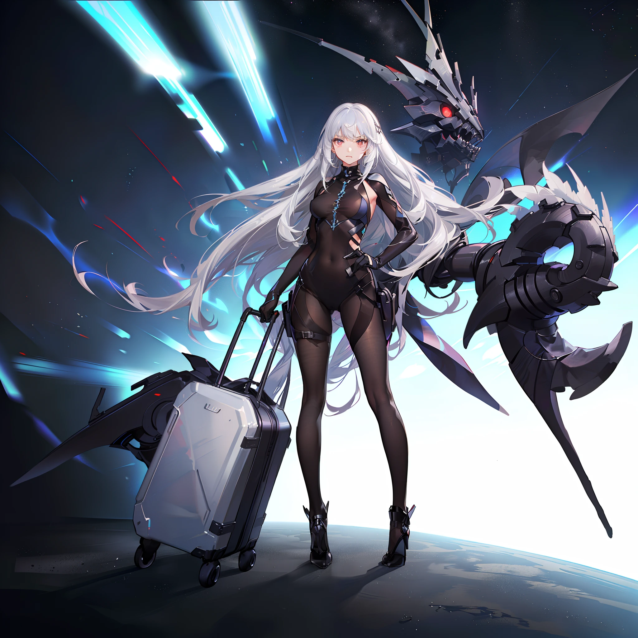 Pink Long Hair,Silvery-white eyes,Future technology tights combat suit,Kizi,HD graphics,Two-dimensional space,Travel through time,Biye gesture