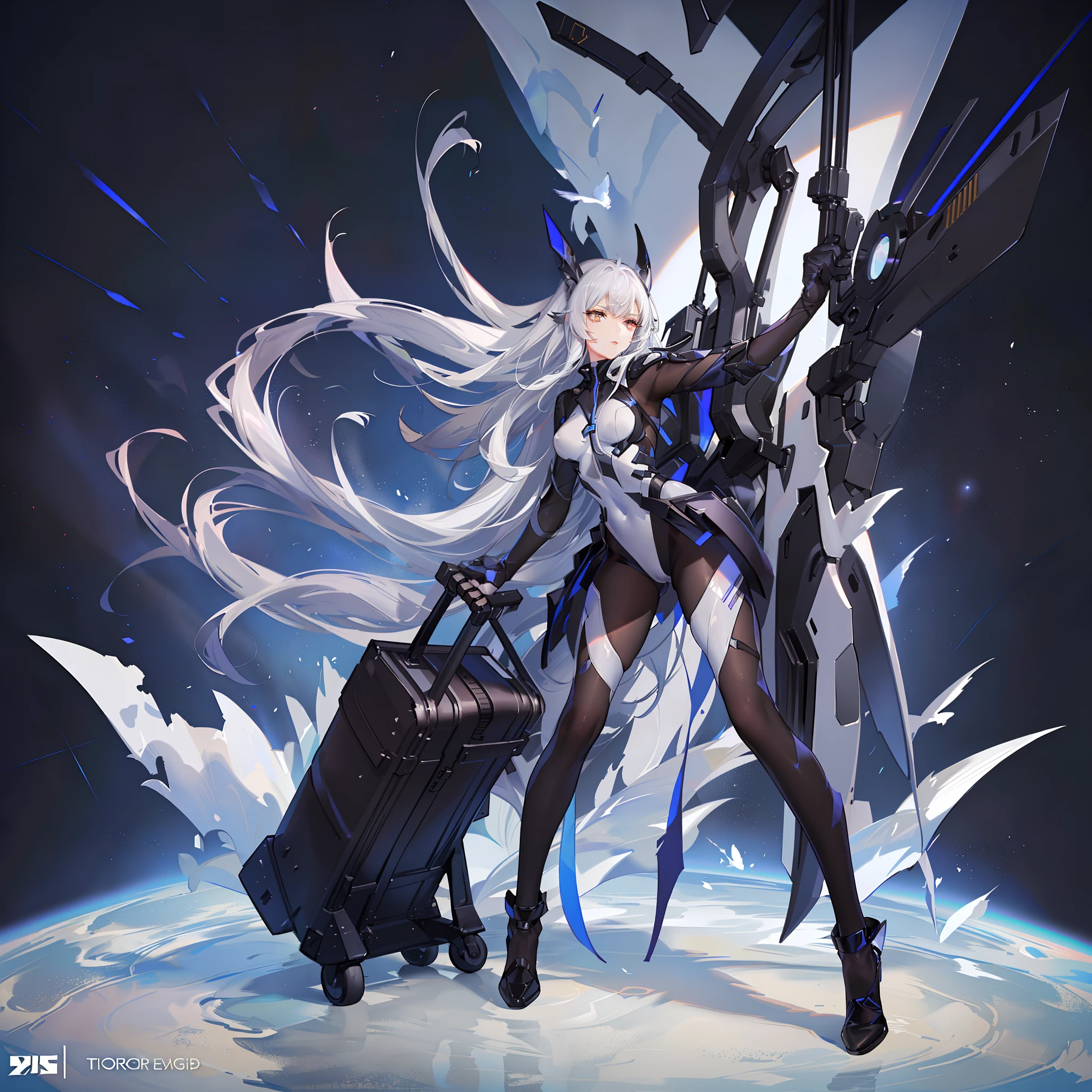Pink Long Hair，Silvery-white eyes，Future technology tights combat suit，Kizi，HD graphics，Two-dimensional space，Travel through time，Biye gesture