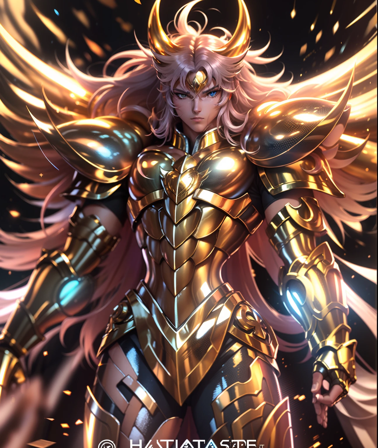 Ultra-high saturation，（tmasterpiece）， fully body photo，（best qualtiy）， （1girll）， starryskybackground，Wearing shiny gold armor， Sexy lingerie type armor，Expose your chest，Expose the waistline，Exposing thighs，cool-pose， Saint Seiya Armor， messy  hair，high detal, Anime style, Cinematic lighting, Sparkle, god light, Ray traching, filmgrain, hyper HD, textureskin, super detailing, Anatomical correct, A high resolution，Ultra-high saturation，hight contrast，High-gloss armor，Smooth skin，Serious expressions