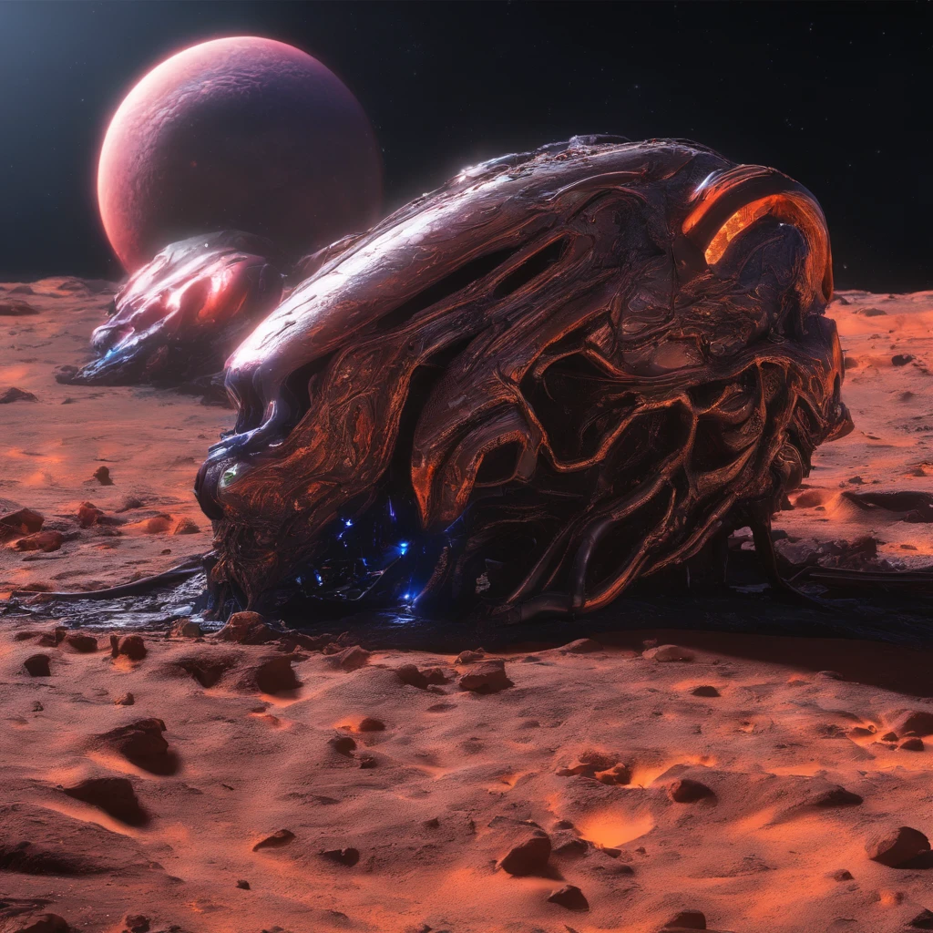 Martian soil 32K（tmasterpiece，k hd，hyper HD，32K）Subconscious mines，Stereo equidistance，starlights，Dingdall effect，Light and shadow intensification，3D modeling，Four-dimensional model，Ultra-realistic engine，rendering，Studio lighting，The light shines，Fantasy atmosphere，vibrant with colors，8K，Surface reflected light