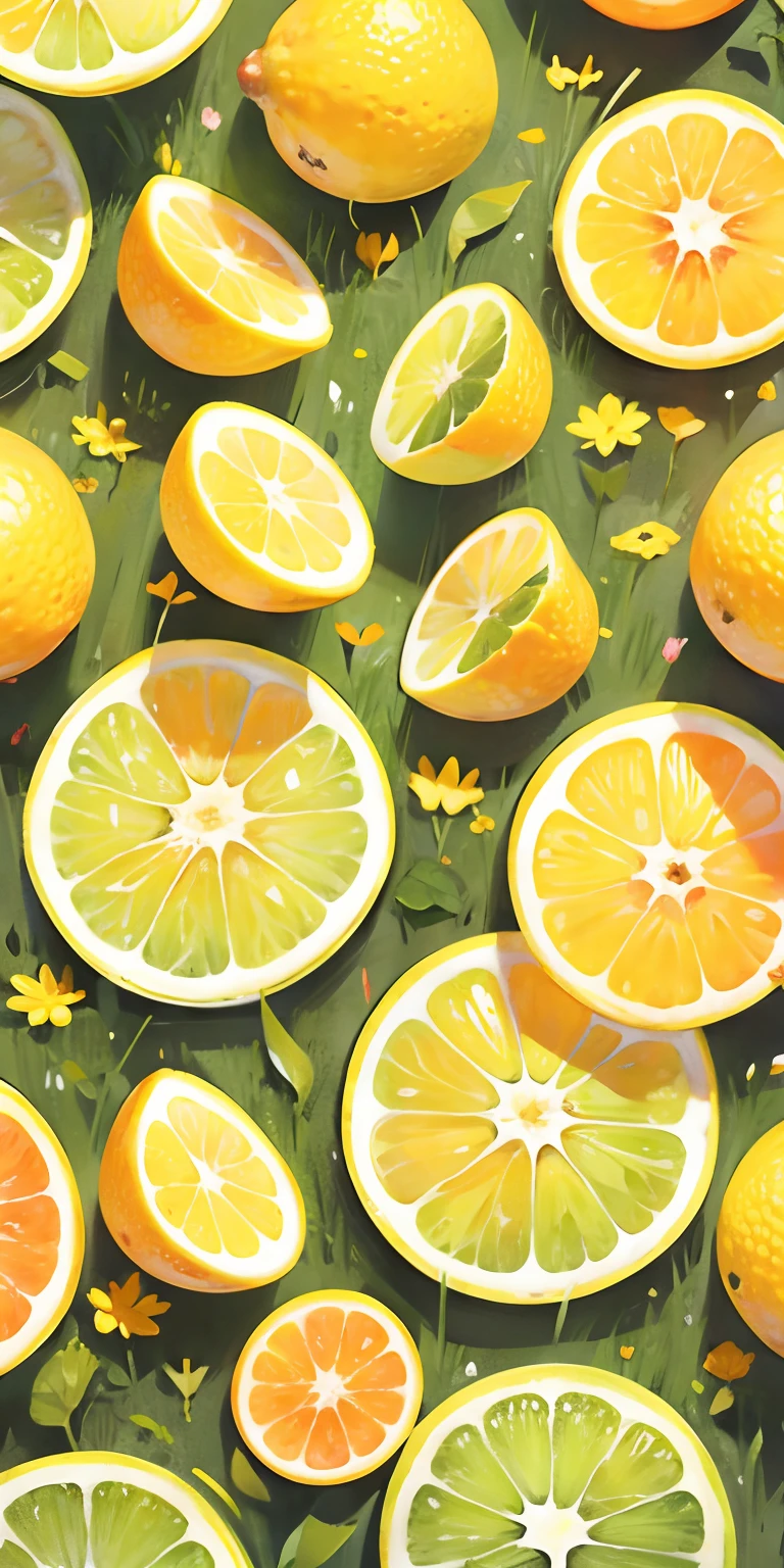flowers and lemons repeating pattern, texture