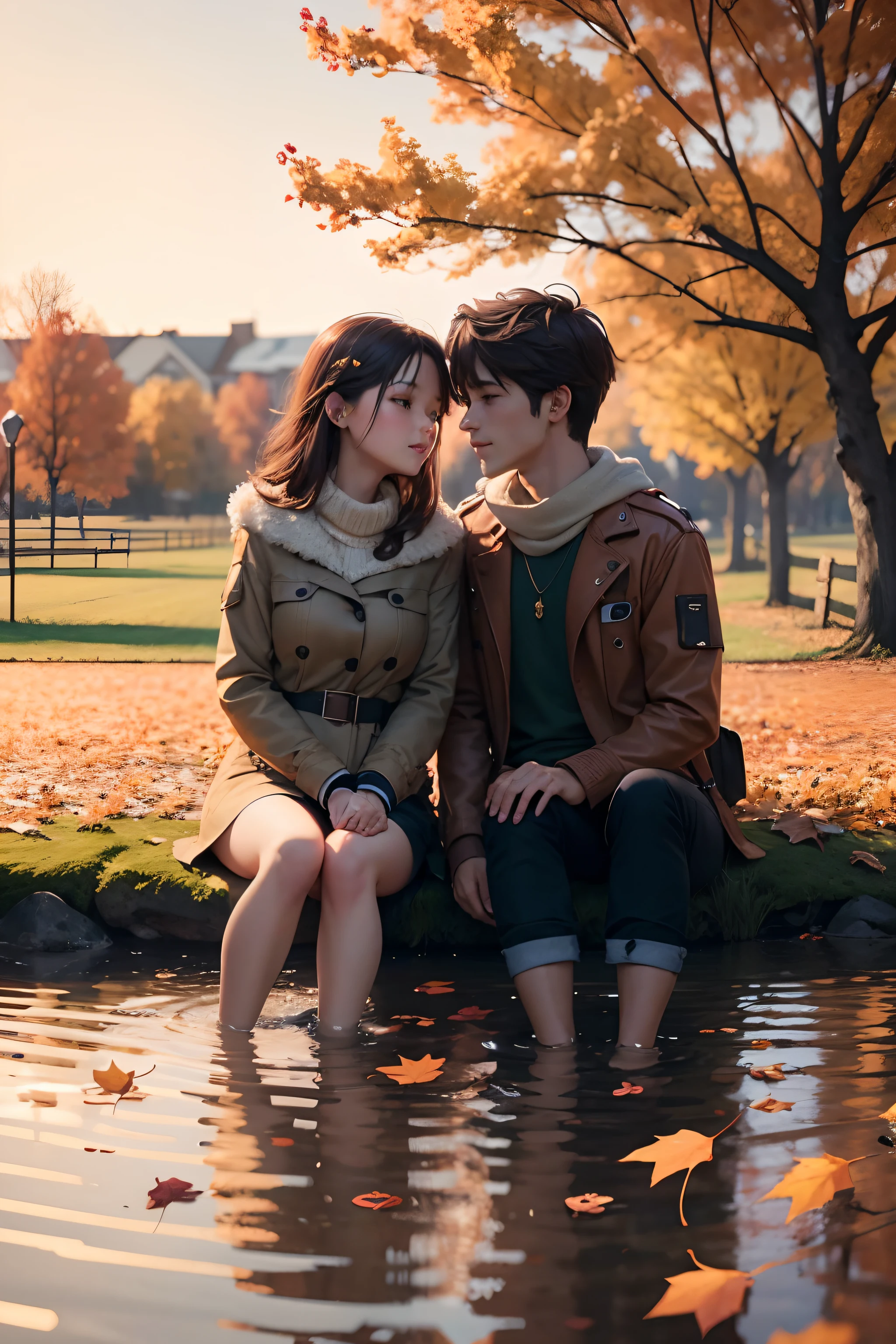 Falling in love with you, autumn scene, love athmosphere, 8k --auto