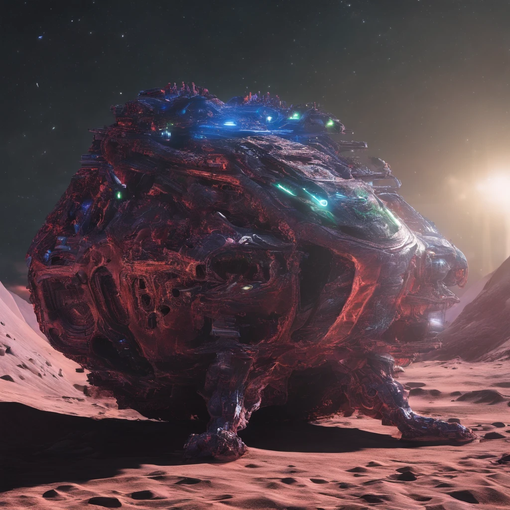 Lunar soil 32K（tmasterpiece，k hd，hyper HD，32K）Subconscious mines，Stereo equidistance，starlights，Dingdall effect，Light and shadow intensification，3D modeling，Four-dimensional model，Hyper-realistic engine，rendering，Studio lighting，The light shines，Fantasy atmosphere，vibrant with colors，8K，Surface reflected light