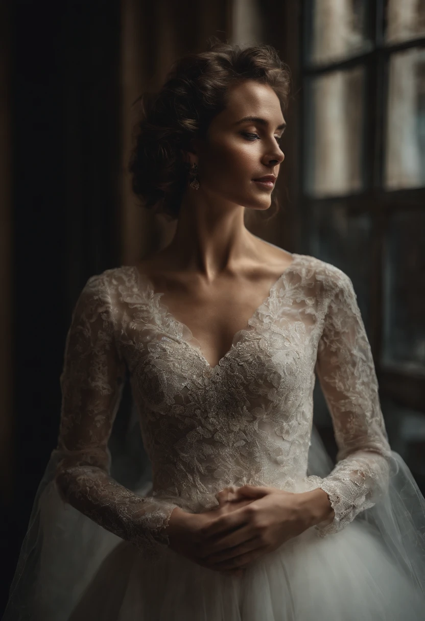 Women wear light tulle，No underwear，Leak points