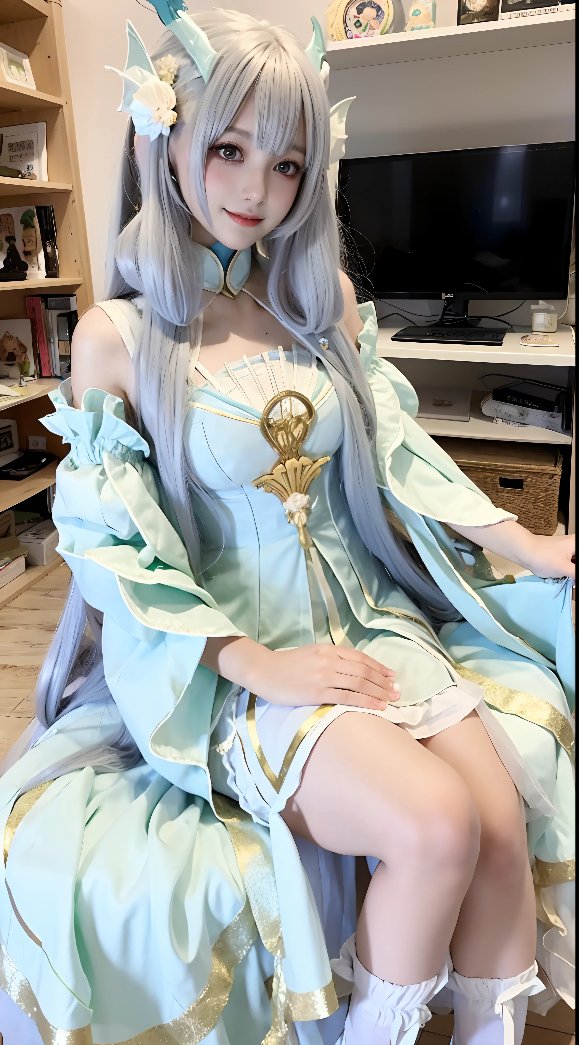 whaite hair,period costume,Royal Sister,Master,Sword Fairy,Ancient wind,Colorful manga style