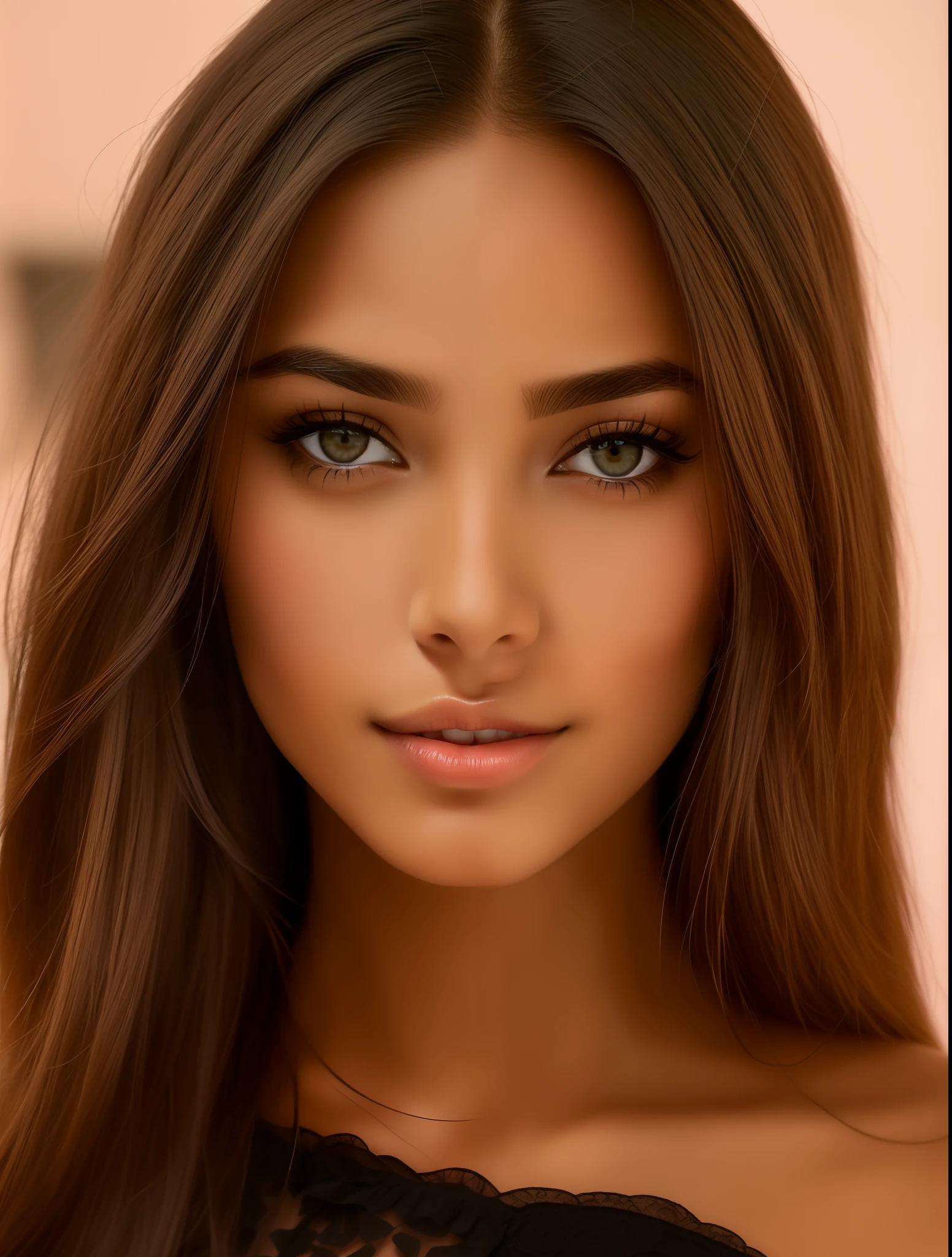 a close up of a woman with long hair and a black dress, gorgeous latina face, flawless olive skin, dark brown hair and tan skin, extremely beautiful face, attractive female face!!!, she has olive brown skin, attractive beautiful face, olive skin color, perfect face ), gorgeous attractive face, with brown skin, ultra beautiful face, very beautiful face, finely detailed perfect face, detailed perfect face, beautiful fine face features, extremely detailed, 8k