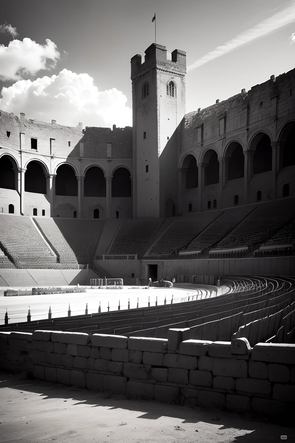 medieval battle old arena, BW