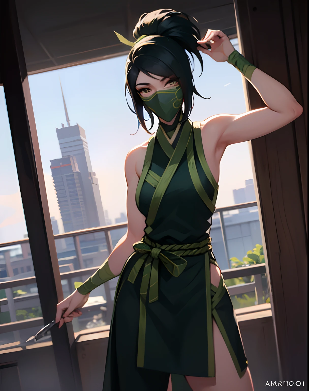 Elevador de camisa, peitos pequenos, Roupas ninja, Akali, Akali league of legends, akali mask