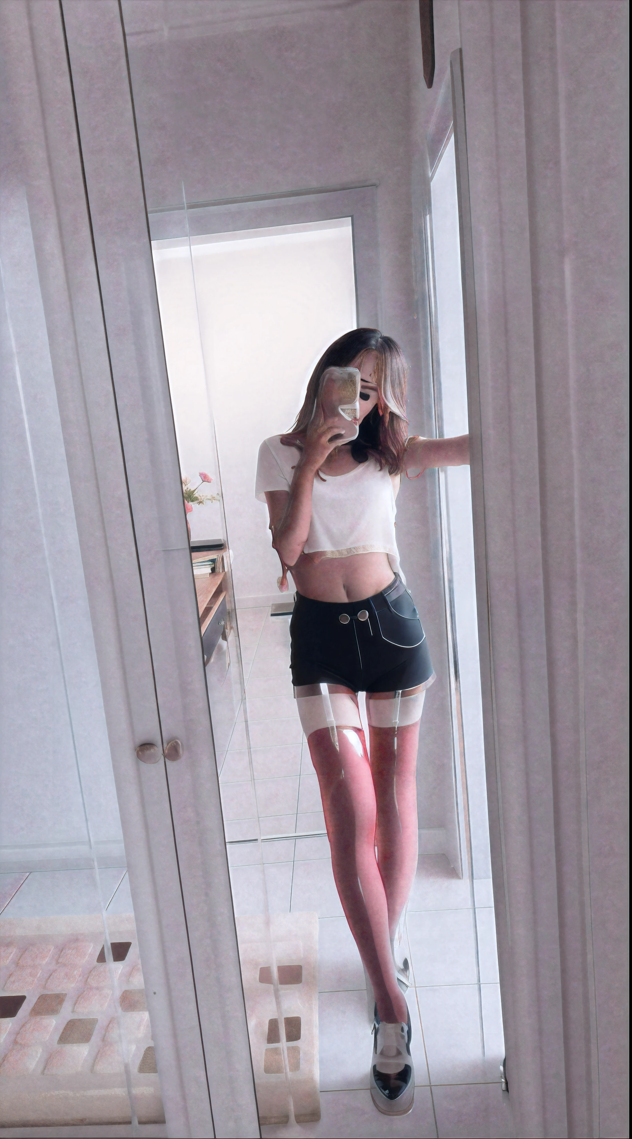 naked, (transparent panties and pantyhose full of sticky red slime: 1.6)