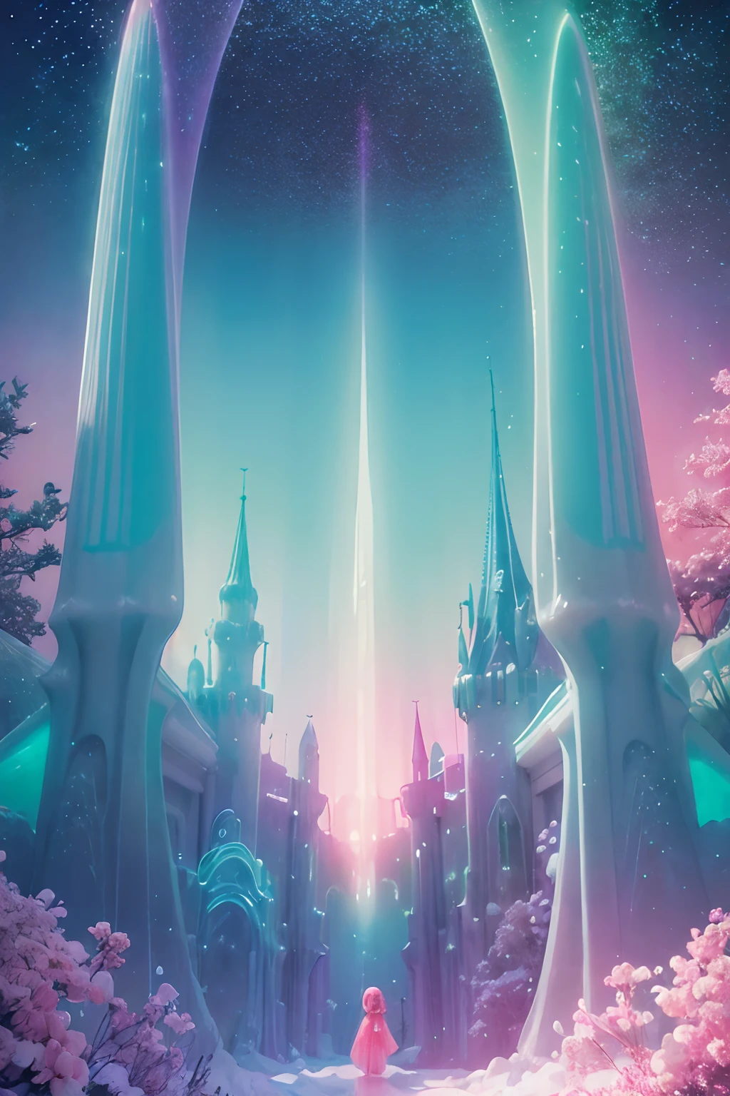 (fluorescent colors:1.4),(translucent:1.4),(retro filters:1.4), (fantasy:1.4),
candy world Disney land ethereal soft fluffy soft landscape forest snowavatar Pastel pink sky green blue sparkle ethereal light pastel whimsical light rainbow stars diamonds sparkle gemstone background hyper realistic Ultra quality cinematic lighting immense detail Full hd painting Well lit,