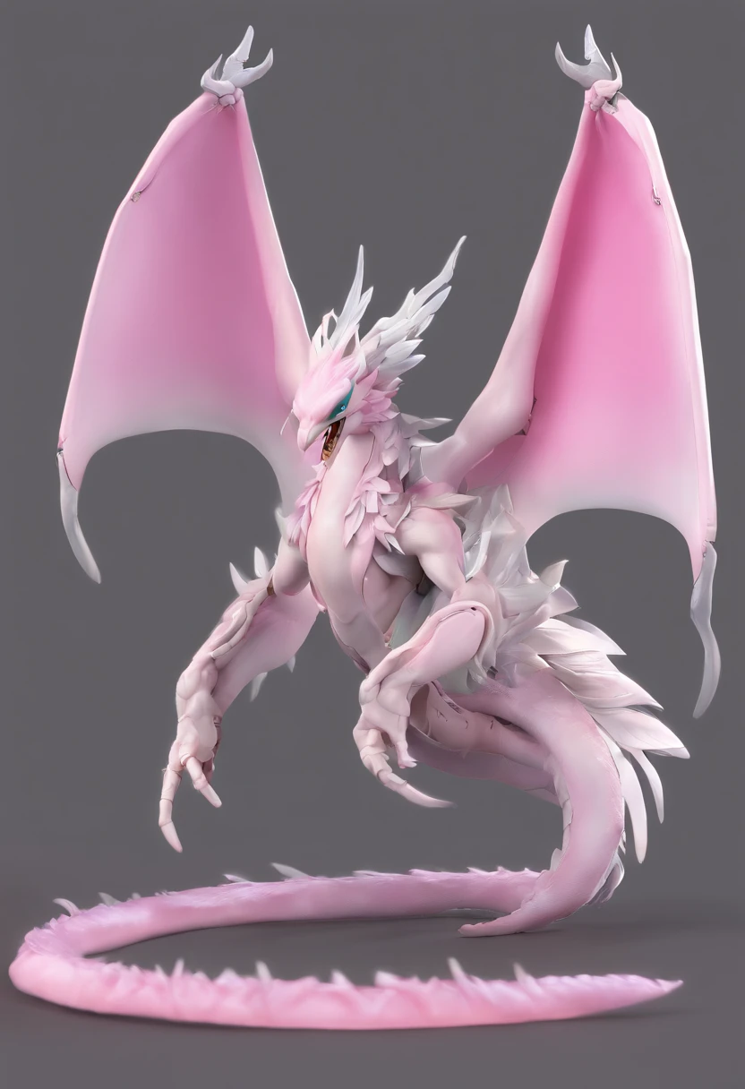 werna, black sclera, wings, dragoness, big breast, vagina ,white body, pink wing, nipples, bakugan, solo