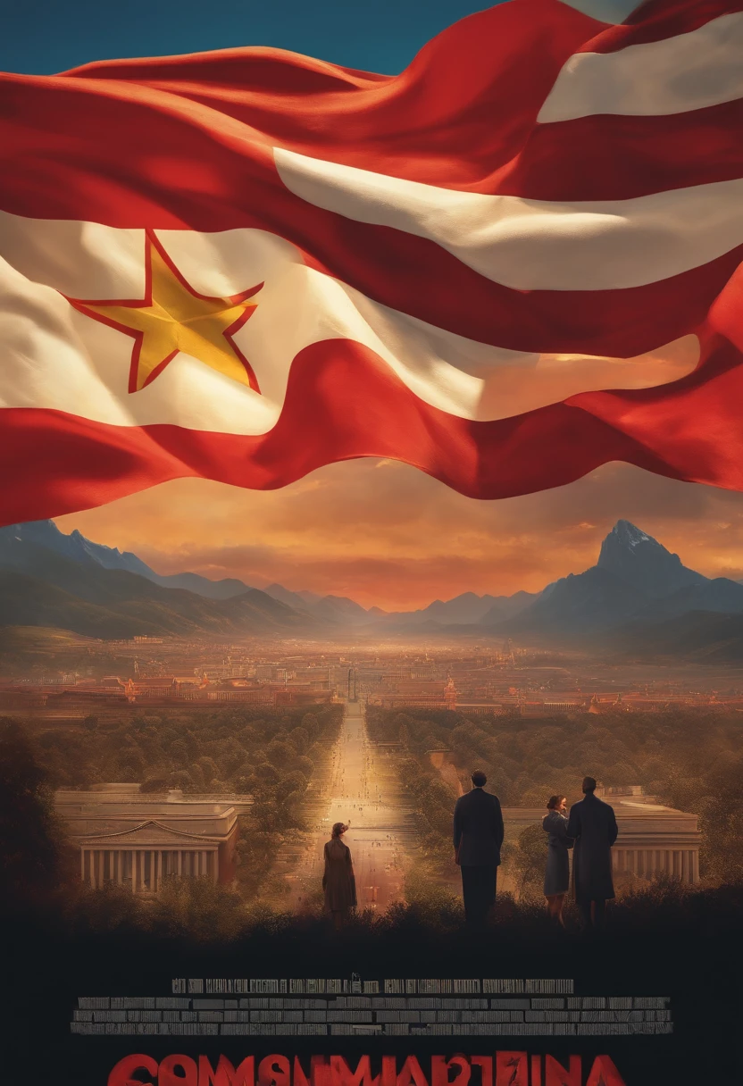 Capture the essence of an idealistic world where communism reigns supreme. Show the beauty of a single state where everyone works together for a brighter future. Emphasize the realism and high quality of the image, highlighting the details of this utopian society