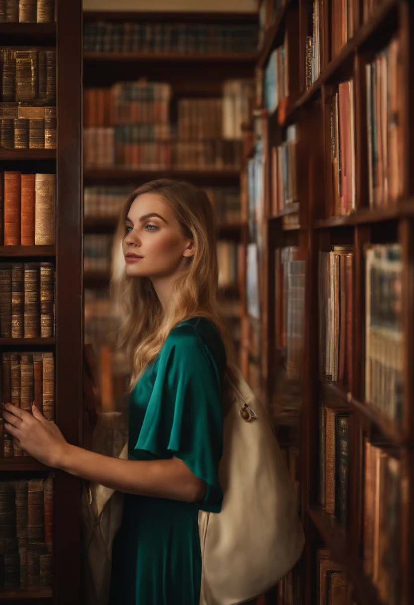 A young woman named Emma browsing through the shelves