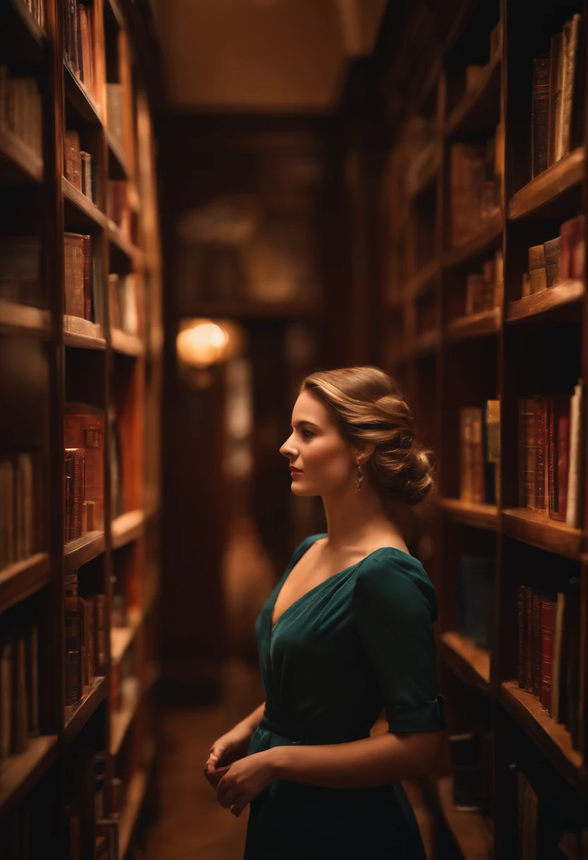 A young woman named Emma browsing through the shelves