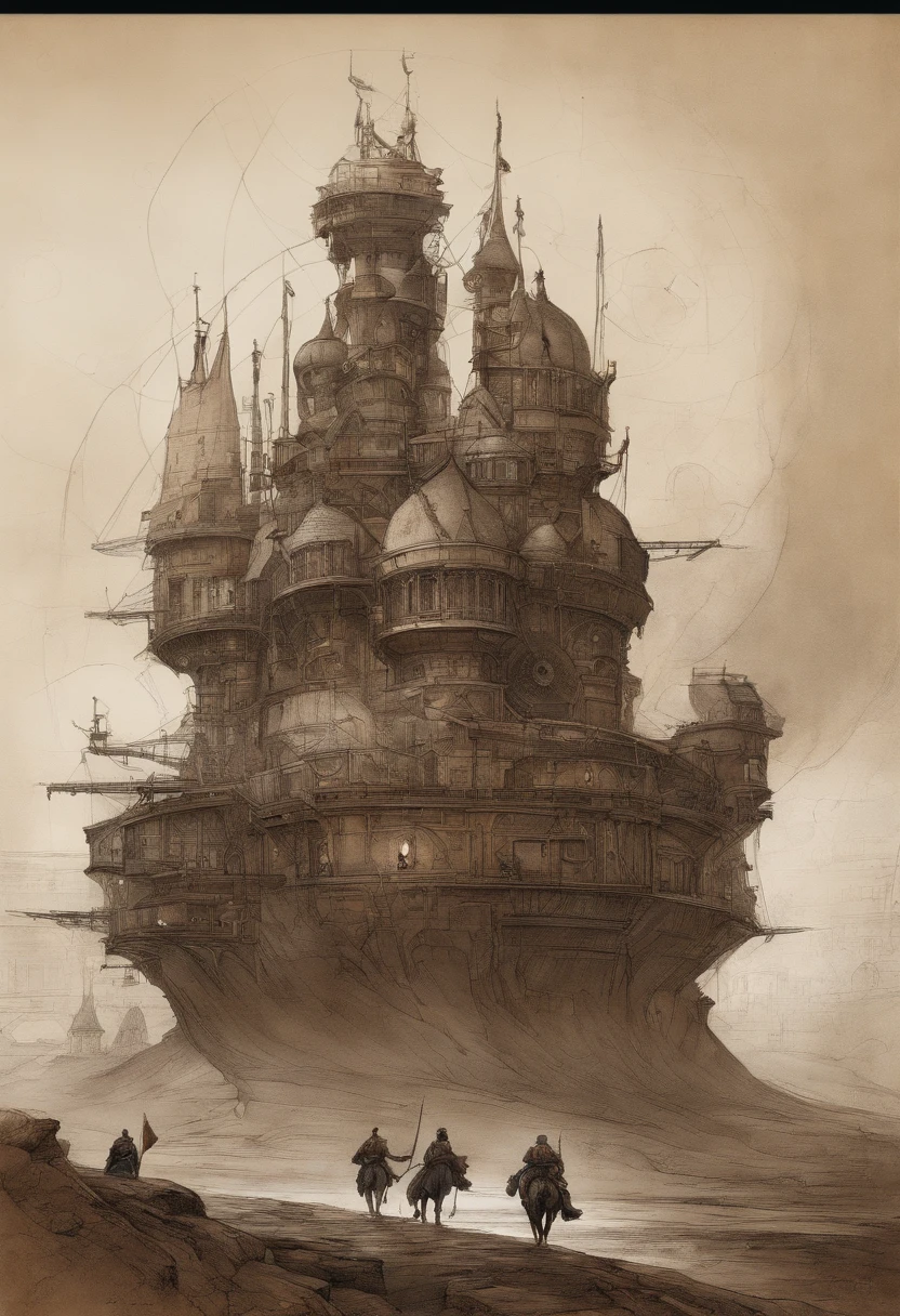 Hyper-detailed epic guitar section, schematic diagram in ink on a medieval drawing by Enki Bilal Vladislav Ochasiy Ismail Inceoglu, Fancy pumpkin, Biomechanical complex, hyper-detalied, Complex Mechanical, The Atlantic Codex, Scientific American illustration, pencil sketch