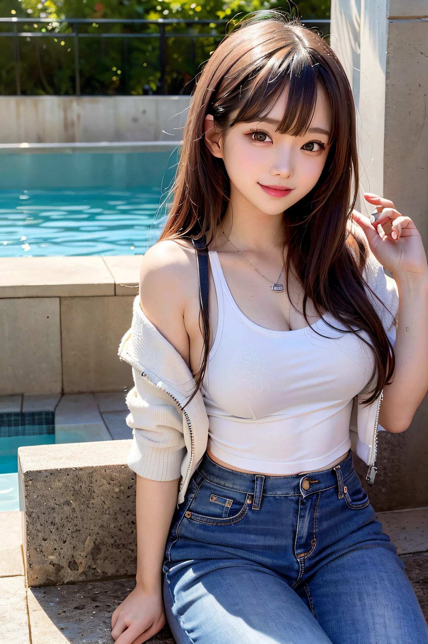 Beautiful young girl,Face lighting,最high quality, ((((Very smiling,White tank top,Denim mini skirt,Beautiful feet,sitting on the beach,Ocean))),非常にBeautiful detailsな顔, (Slender body:1.4), (Detailed face:1.2), Conceptual Art, high quality, Realistic, Very detailed CG 統合 8k 壁紙, Very detailed, High resolution raw color photos, Professional photography, Cinematic Light, Beautiful details, Super detailed, Advanced Details, Depth of written boundary, Super stylish lighting, (Beautiful small chest:1.2), Smooth and flawless skin, Expressive and captivating eyes, Well-defined facial features, A perfectly balanced face, Fine Details and Realistic Textures,Blurred Background、Glasses with narrow frames