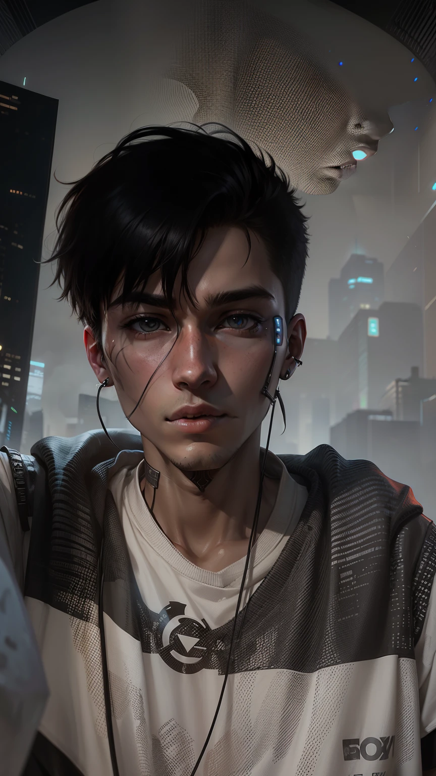 cyberpunk hendsome boy. realistic face.