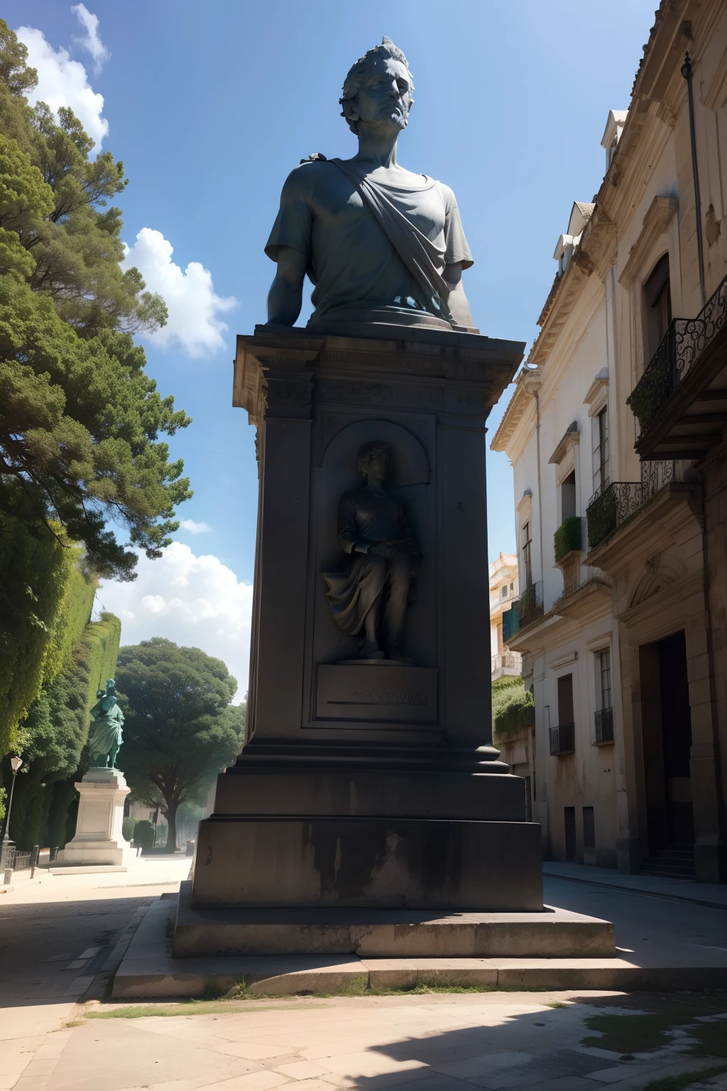 Lugar, paisaje, estatua, mal estado, sicio, abandonado