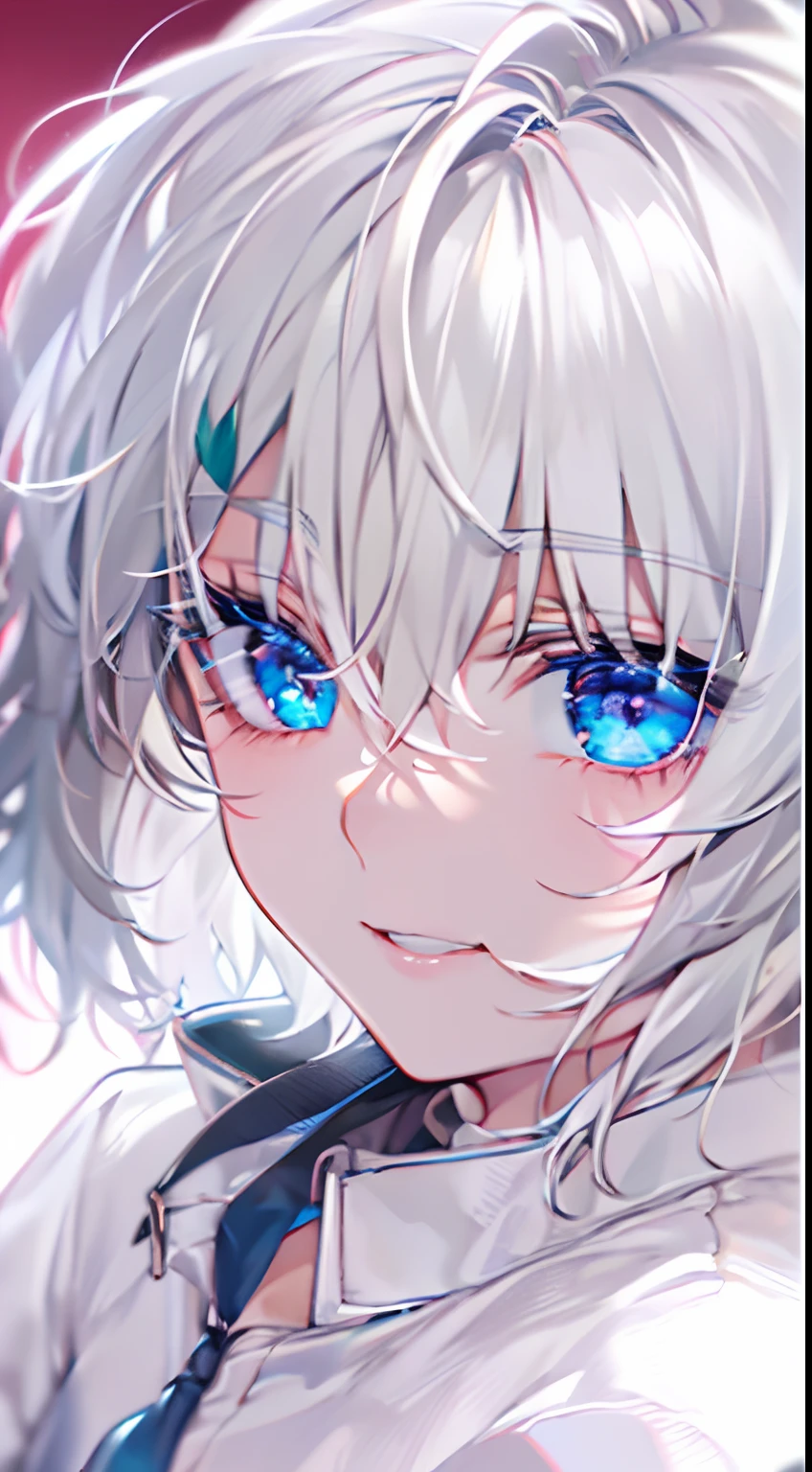 Satoru Gojo,White hair,Short hair,,hair between eye,Blue eyes,colored eyelashes