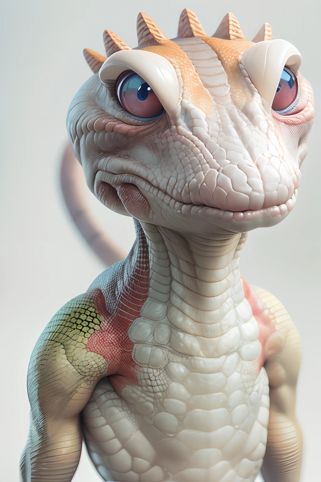 reptilian alien, white background, portrait, digitial painting，3D character design by Mark Clairen and Pixar and Hayao Miyazaki and Akira Toriyama，4K HD illustration，Very detailed facial features and cartoon-style visual