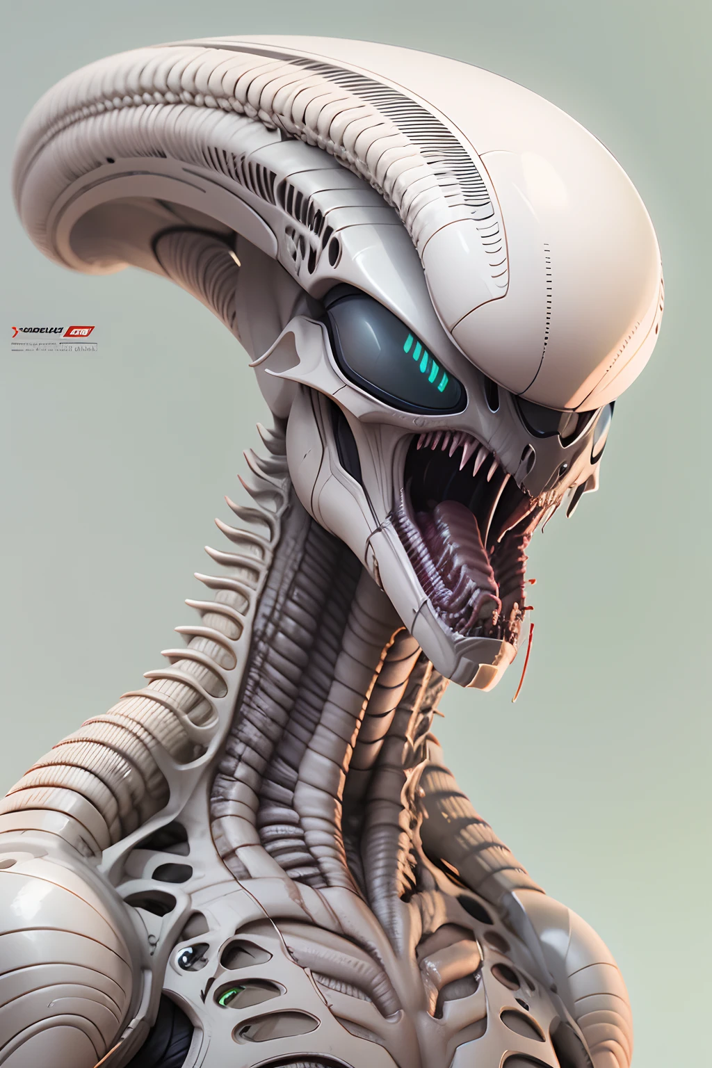 Xenomorph alien, white background, portrait, digitial painting,3D character design by Mark Clairen and Pixar and Hayao Miyazaki and Akira Toriyama,4K HD illustration,Very detailed facial features and cartoon-style visual
