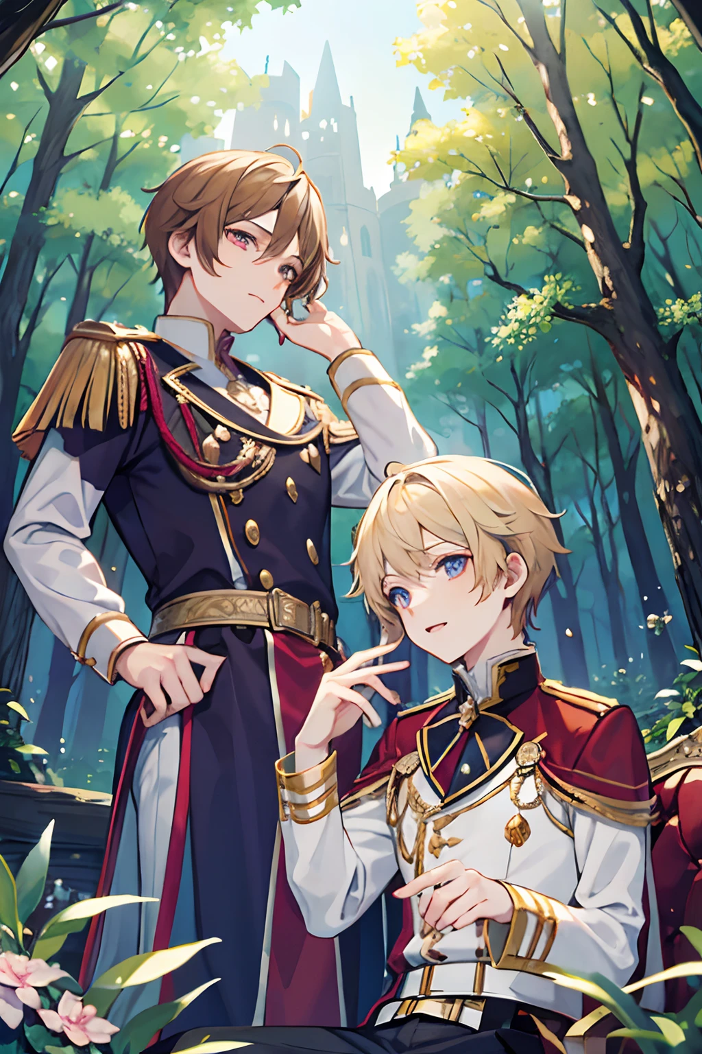 Prince Castle in the forest twinks male people Put the character in front
