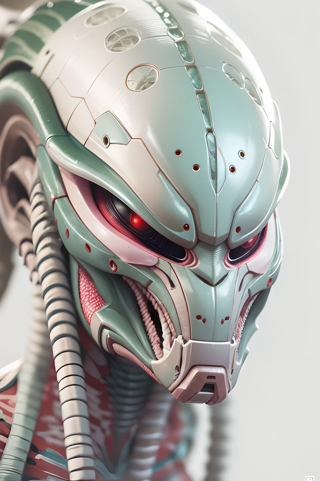 predator alien, white background, portrait, digitial painting,3D character design by Mark Clairen and Pixar and Hayao Miyazaki and Akira Toriyama,4K HD illustration,Very detailed facial features and cartoon-style visual