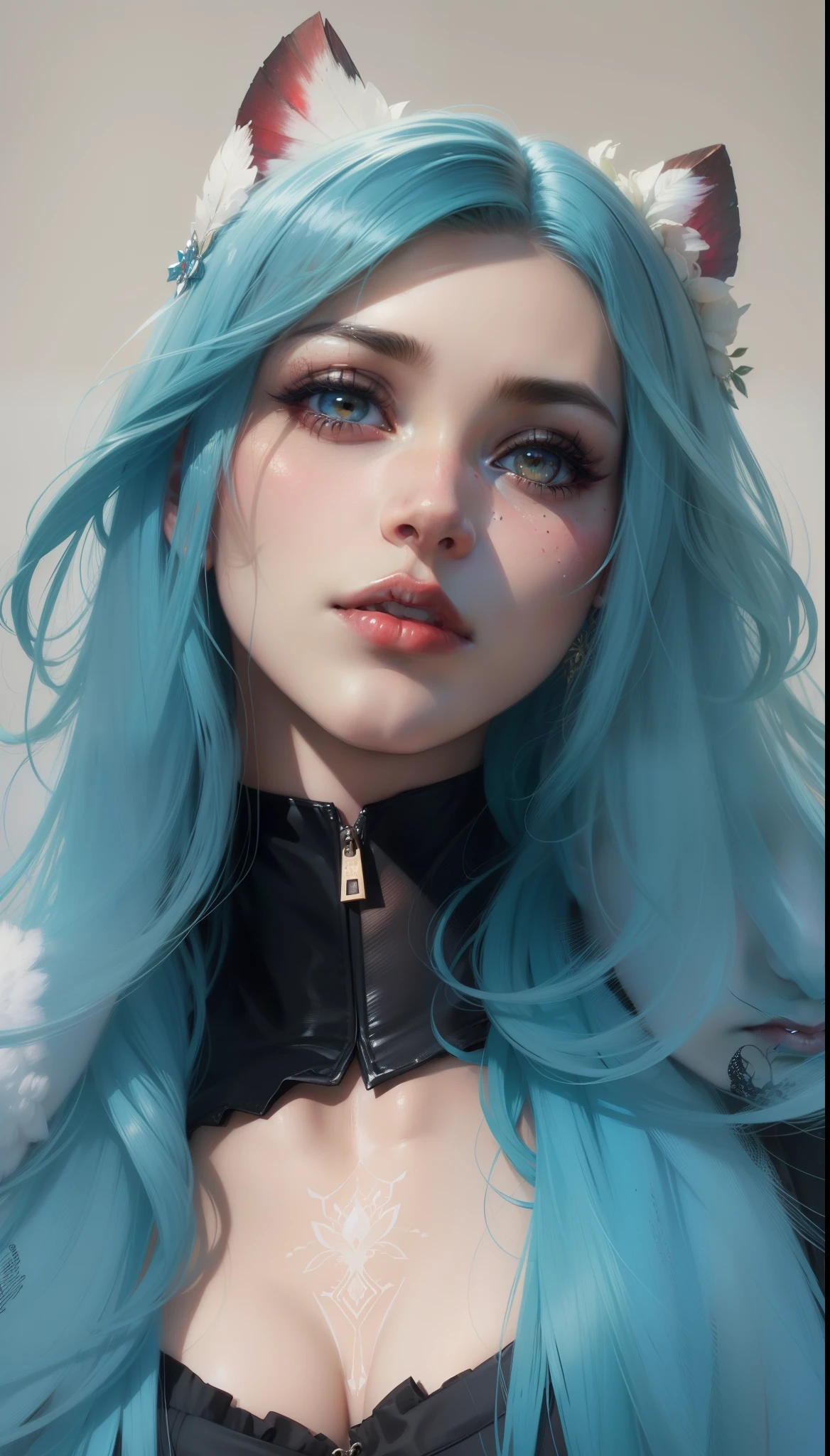 Garota extremamente linda, centrada, visual chave, intrincado, altamente detalhado, breathtaking beauty, lineart preciso, vibrante, Comprehensive cinematic, Carne Griffiths, Conrad Roset, (o retrato mais bonito do mundo:1.5), rosto detalhado, olhos vermelhos detalhados, detailed red lips, Angelical expression, pele lisa,